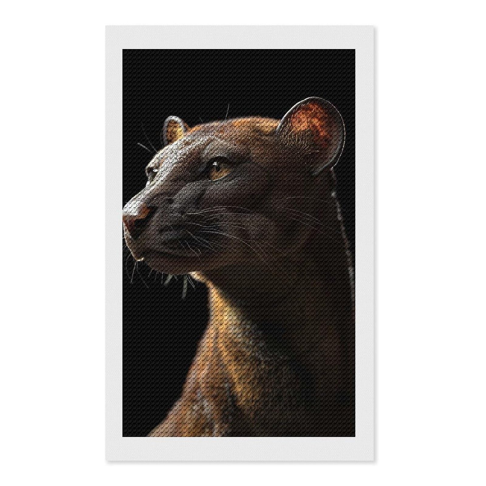 Junmoney Fossa Diamond Painting Canvas Set 12"x20", Easy to Enjoy, Adhesive Canvas, Office Decor, Holiday Gift Idea, with Tool Kit