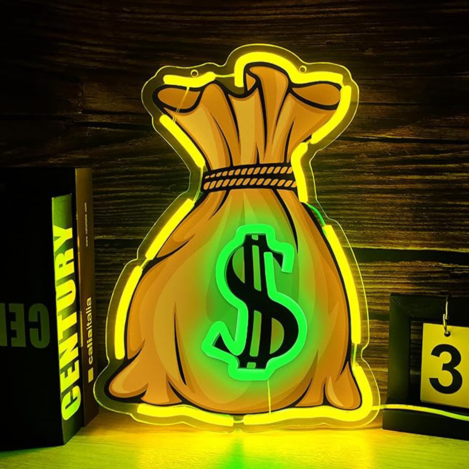 Dollars Purse UV Print Neon Sign for Man Cave Bedroom Room Lights Neon Light Up Signs Decorations Birthday Party