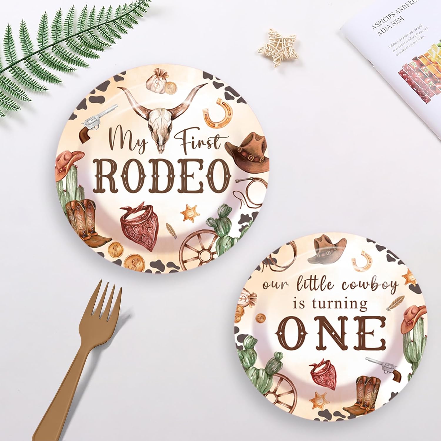 249PCS My First Rodeo Decorations Boy, All-in-1 First Rodeo Theme Party Pack, with 20 Plates, Cowboy Hat, Backdrop Tablecloth Balloon Arch for 1st birthday boy, Serves 20 Guests thumbnail