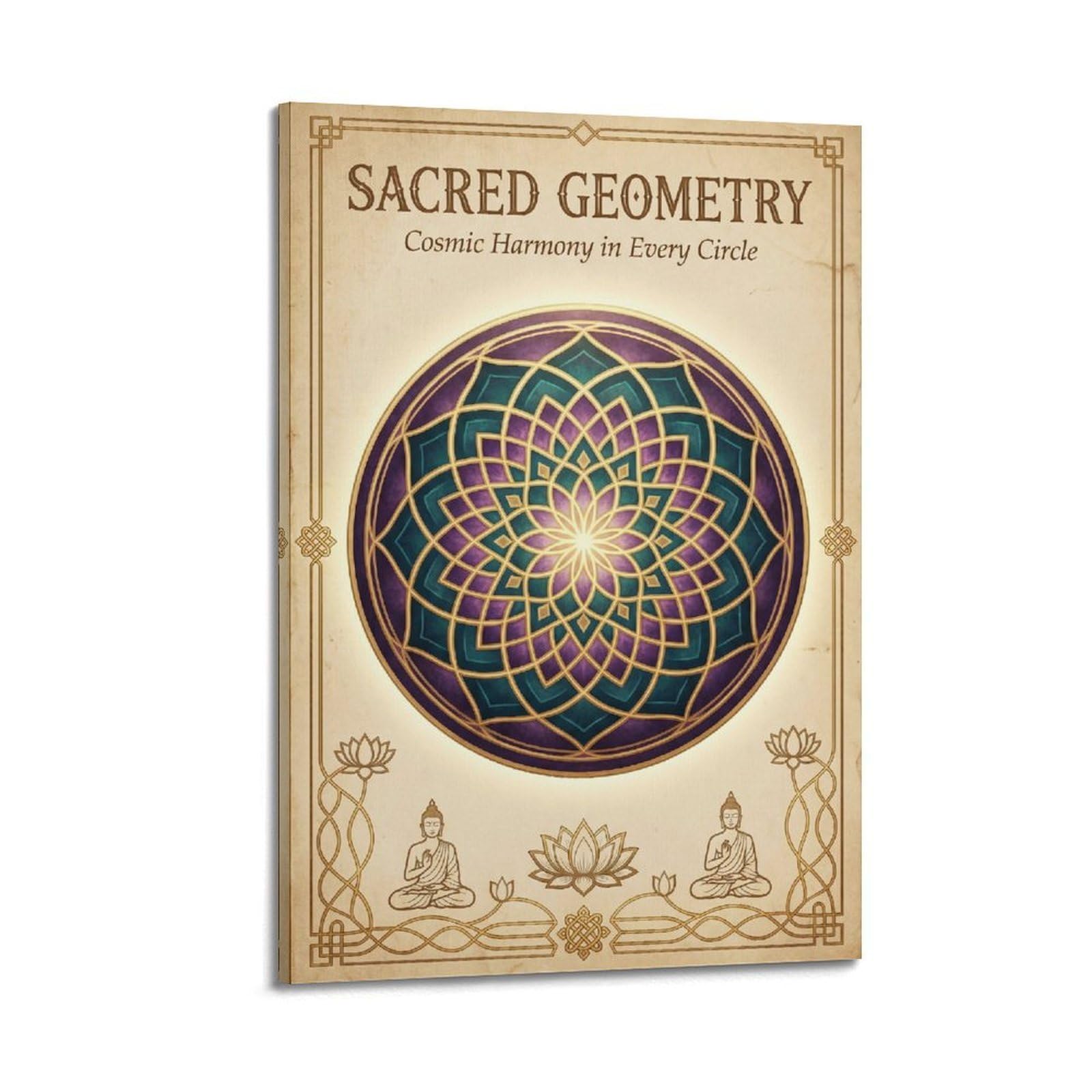 OKNGB Buddhist Mandala Poster Sacred Geometry Cosmic Meditation Decorative Painting Canvas Art Picture 24x36inch(60x90cm)