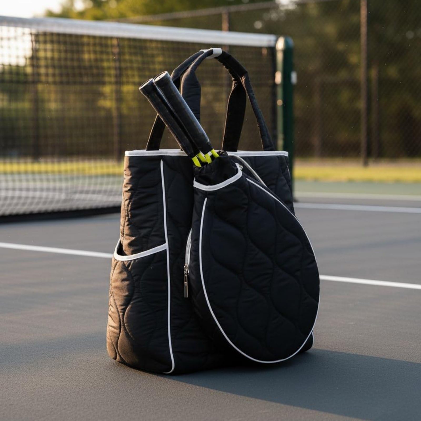 Custodia Racchette Sportive Borsa Tote Tennis Racchetta Borsa Padel Zaino Convertibile con Tasche Porta Borraccia Vano Scarpe Materiale Trapuntato, Rosa