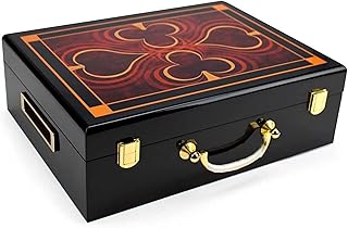 Brybelly Wooden Poker Chip Case, Suit Symbol Design, High Gloss, Holds 500 Chips