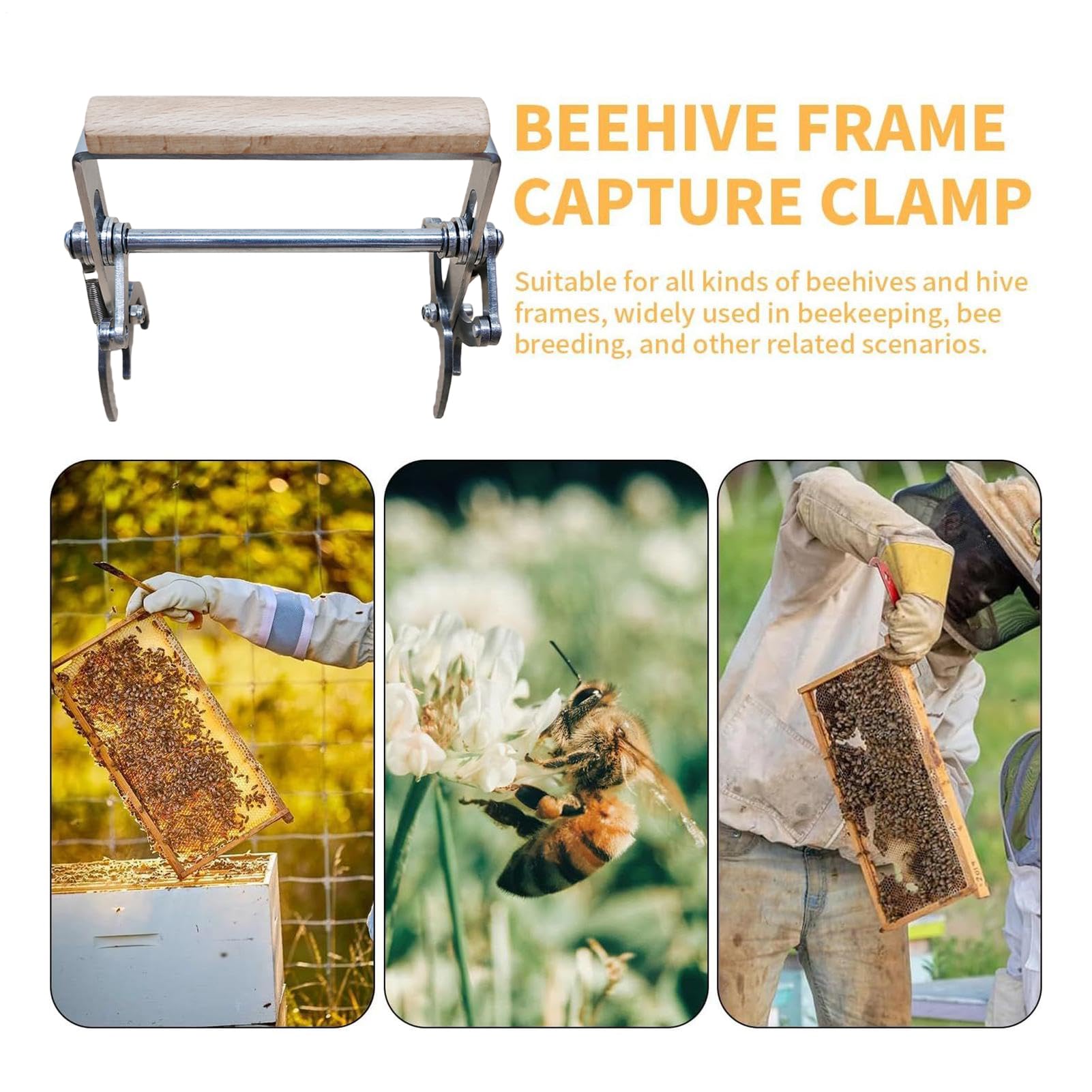 Poignée De Cadre De Ruche D'abeilles, Sûre Et Fiable, 12,2 X 12 Cm, Pince De Levage De Support De Cadre Avec Poignée En Bois, Cadres De Levage De Ruche D'abeilles, Taille Compacte, Pour Un Retrait Fac
