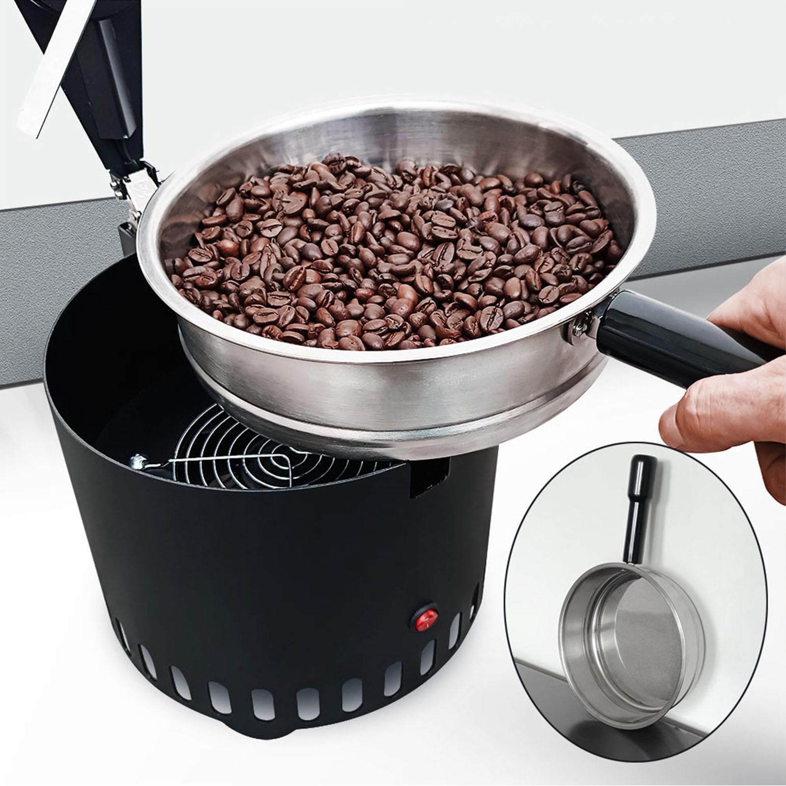 Coffee Bean Cooler, Electric Rotating Cooling Plate with Stainless Steel Filter and High Suction Fan for Home Roasting, 110 220V EU Plug