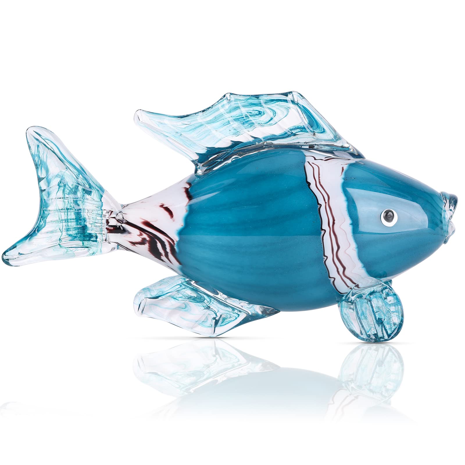Statuette in vetro con decorazione costiera, pesci tropicali, animali in cristallo, fermacarte in vetro, decorazione di lusso per ufficio, per librerie, tavolini, camino, cucina