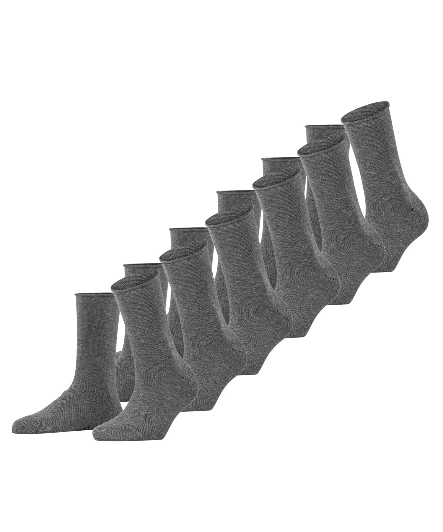 FALKE Women's Happy 6-Pack W SO Cotton Plain 6 Pairs Socks, Grey (Light Grey Melange 3390), 2.5-5