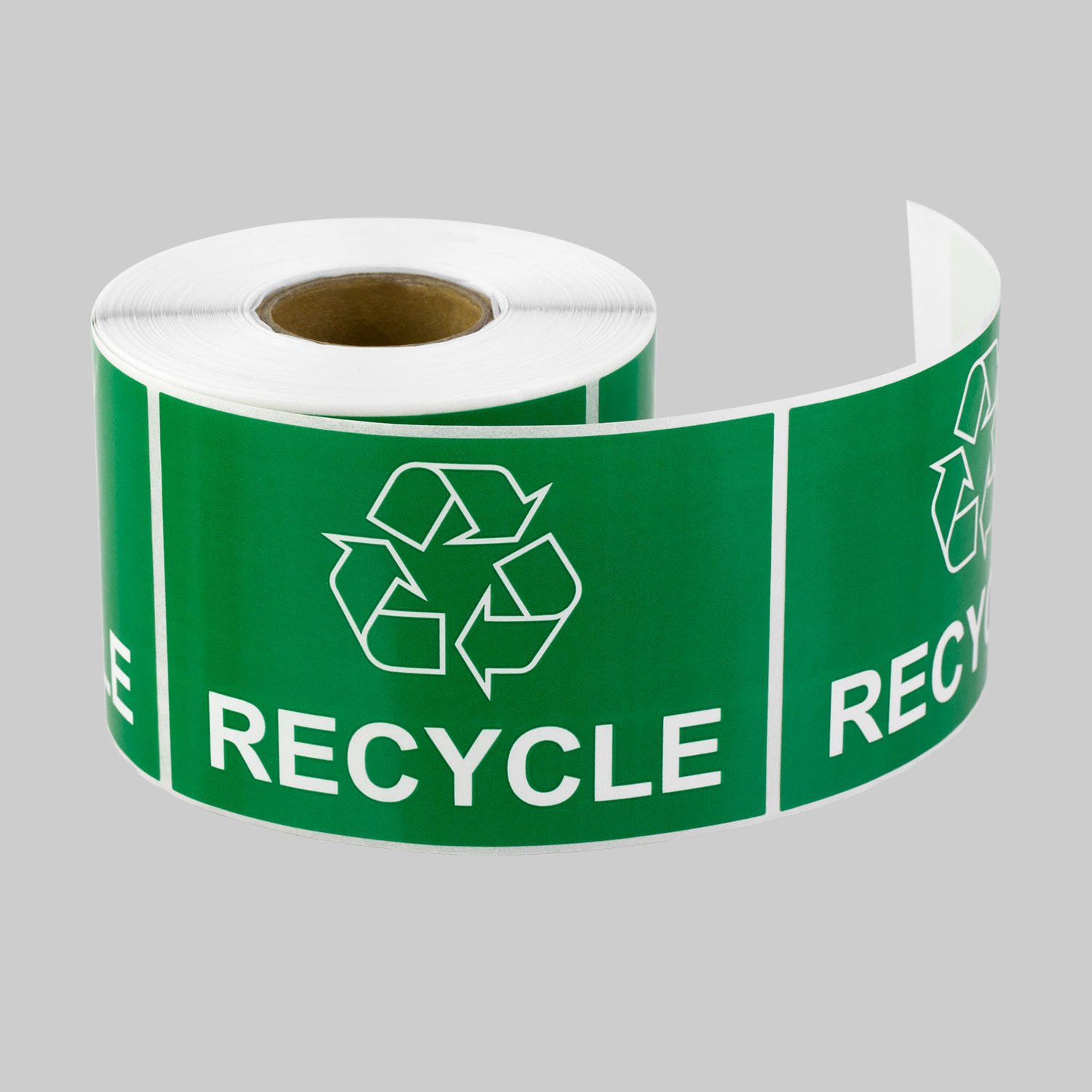 300 Recycling Sticker - 3 x 2 inch, Rectangle - Recycle Sticker for Trash Cans, Garbage Containers, Recycling Bin Labels Stickers [Green] - 1 Roll of