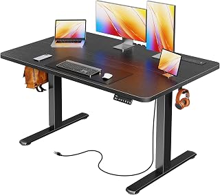 Huuger 47x24 Electric Standing Desk with Built-in Power Outlets and USB-C