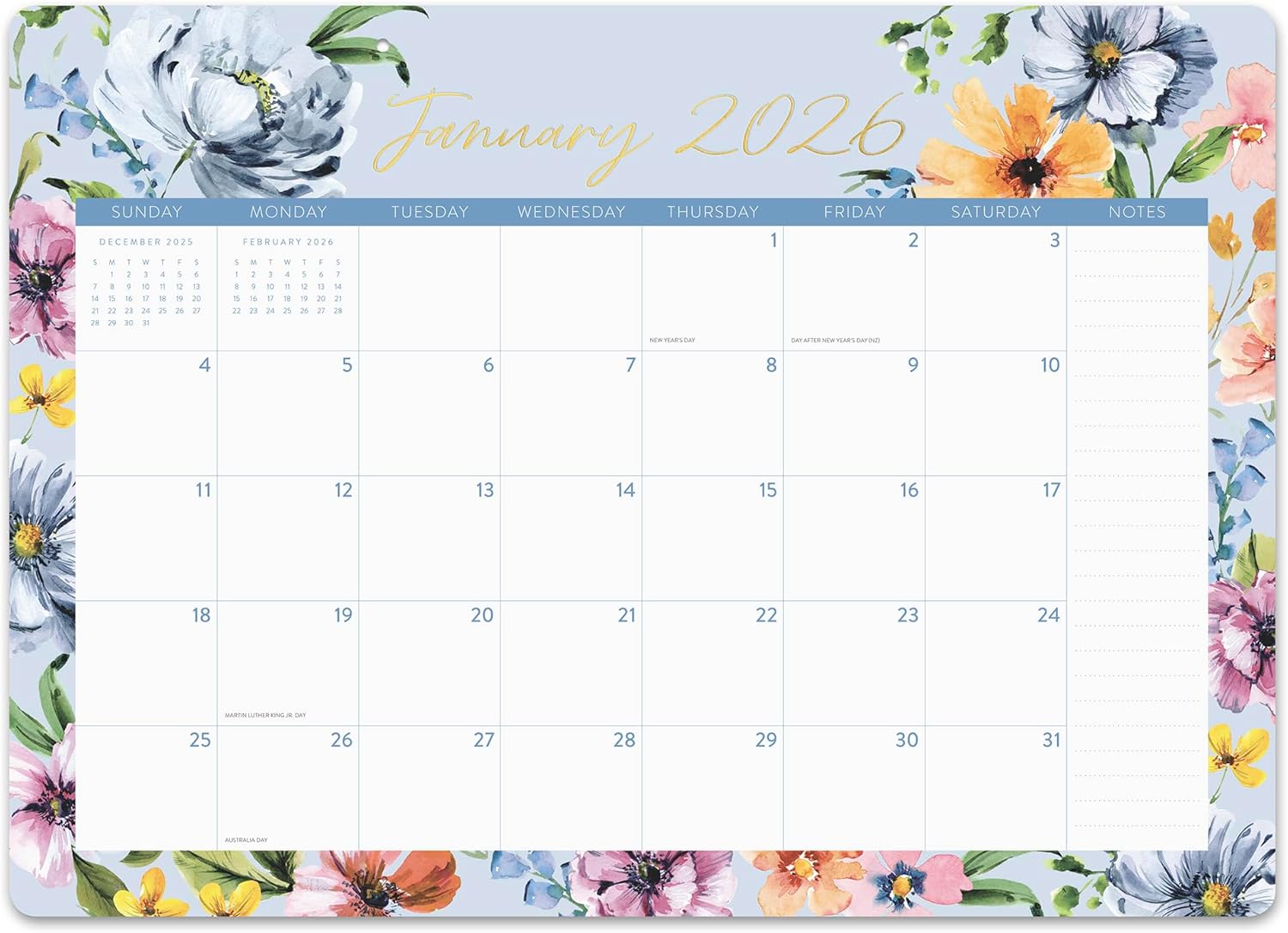Orange Circle Studio 2026 Decorative Calendar Planner, Bella Flora, Desk Pad, Desktop Mat, Wall Hanging Large Monthly Planner for Home Office, Classroom, School, Easy Planning