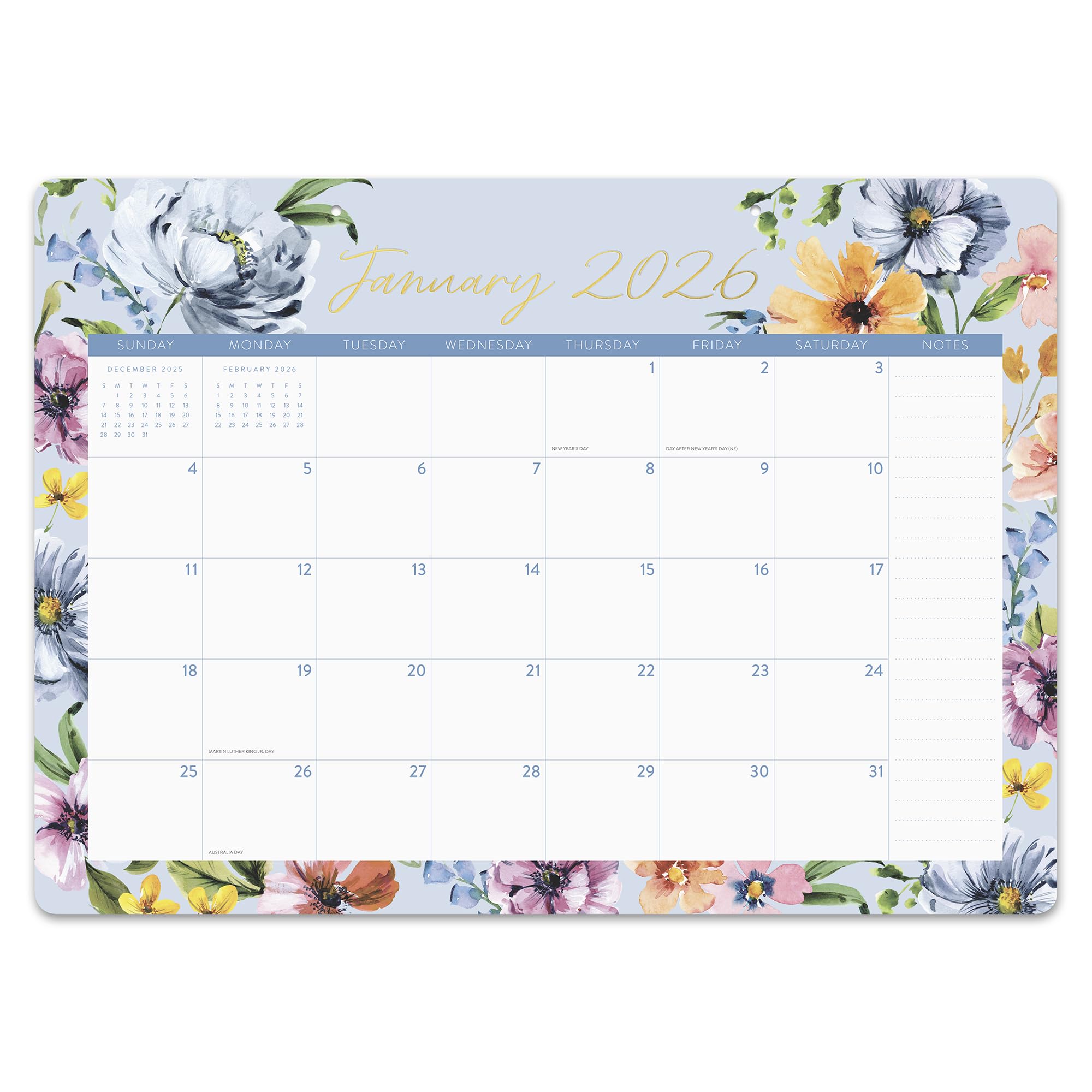 Orange Circle Studio 2026 Dekorativer Schreibtisch-Blotter Kalender/Akademischer Planer, Bella Flora, Schreibtischunterlage, Schreibtischunterlage, Wandbehang, großer Monatsplaner für Home Office