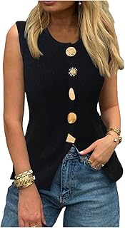 Verdusa Women's Old Money Clothes Vintage Button Down Sweater Vest Sleeveless Knit Tops Price In India