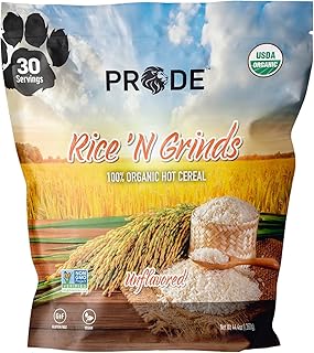 Pride Foods Rice 'N Grinds Hot Cereal - Gluten-Free, Non-GMO, Vegan-Friendly, Natural Rice Breakfast, Quick & Easy Hot Meal, Low-Fat Comfort Food, 30 Servings, Unflavored