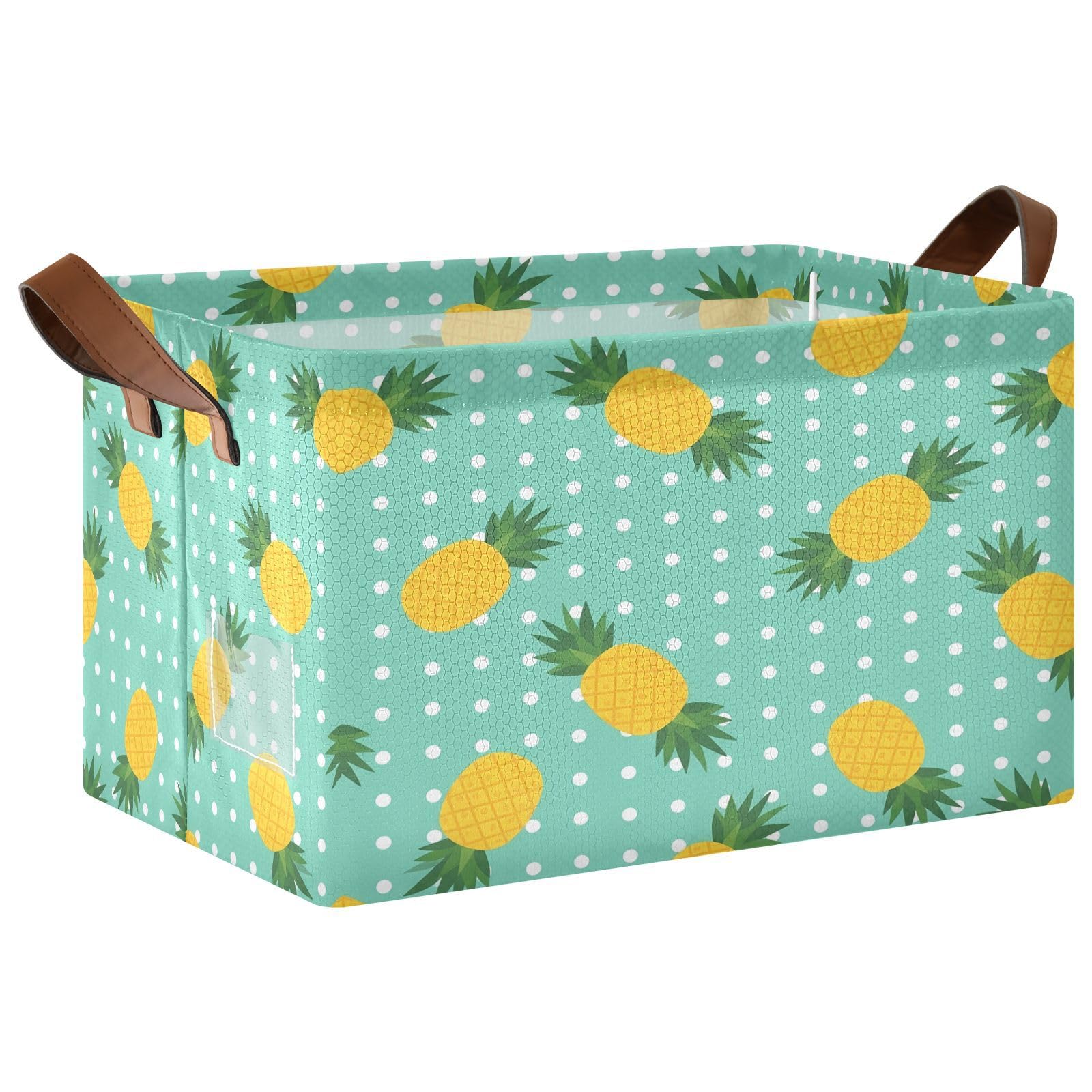 Cgiub Pineapple Storage Basket Waterproof Foldable Storage Bin Baby Laundry Basket Closet Organiser for Nursery Decor Home Organizing