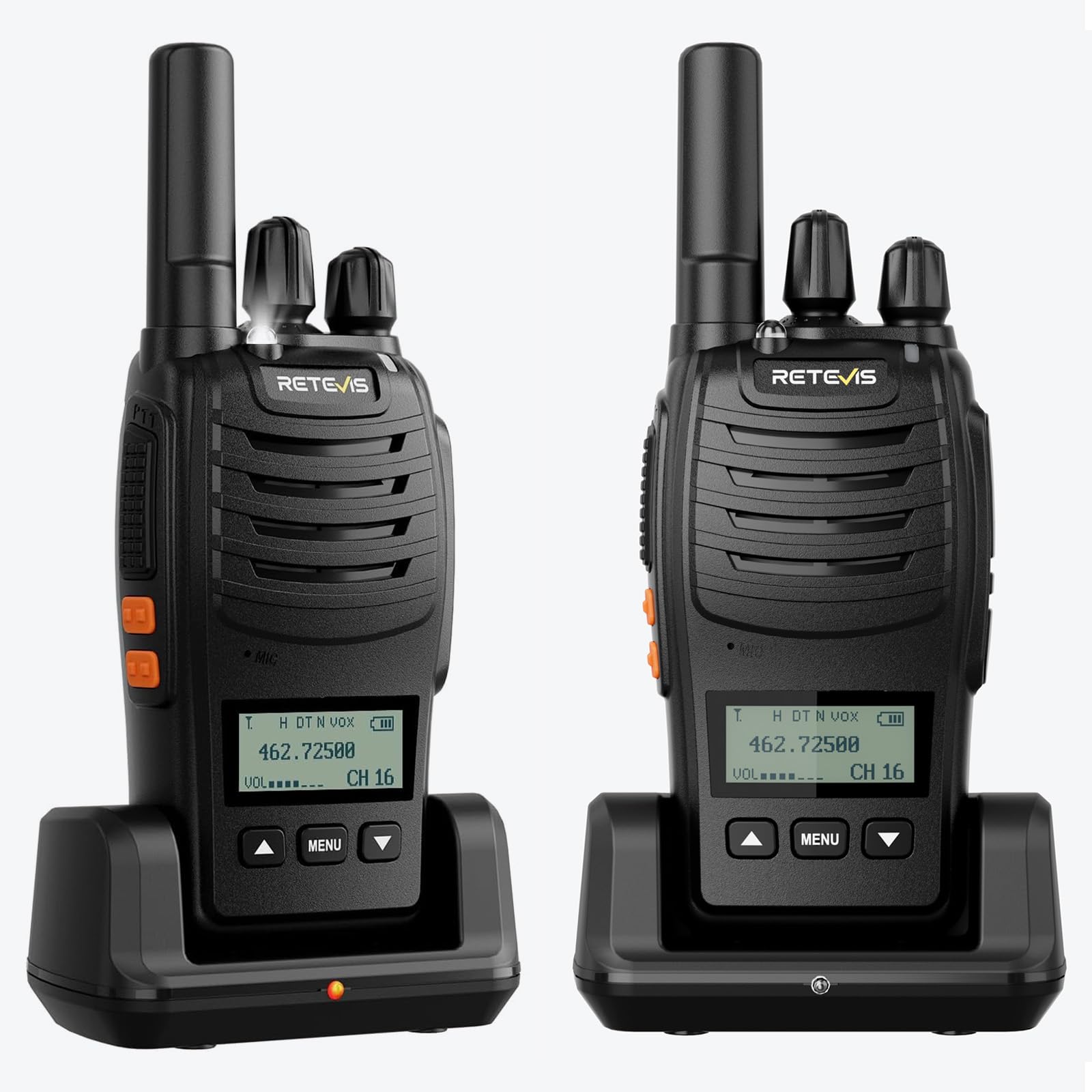 Retevis H777D 2 Way Radio with LCD Screen, NOAA, Type-C Charging, Hand Free Handheld Rechargeable Walkie Talkies, Durable Long Range Two Way Radio, 1200mAh, Two Way Radio for Camping Hunting(2 Pack)