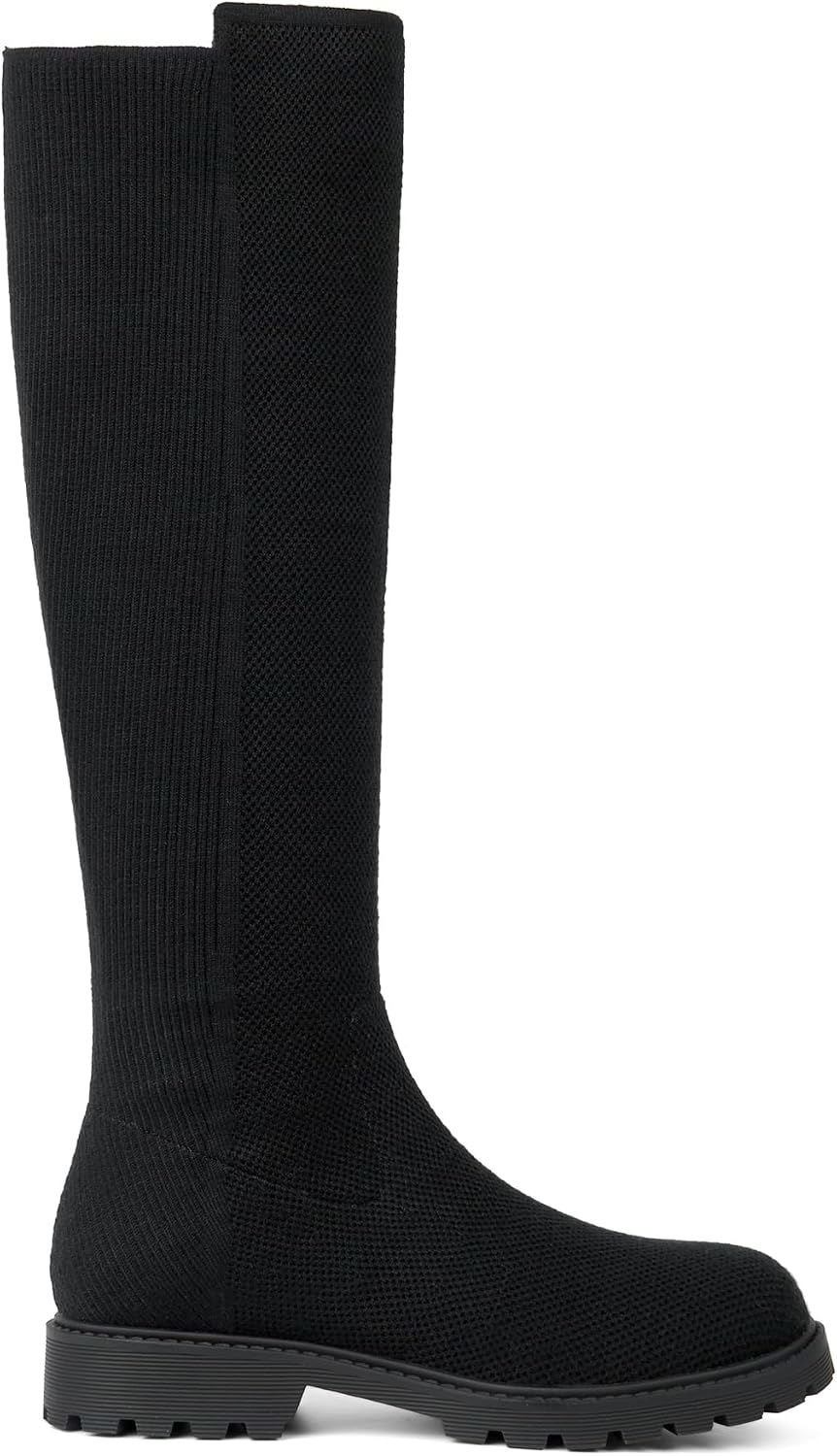 Knee High Boots for Women Rounded Toe Flat Stretchy Tall Long Boots image 4