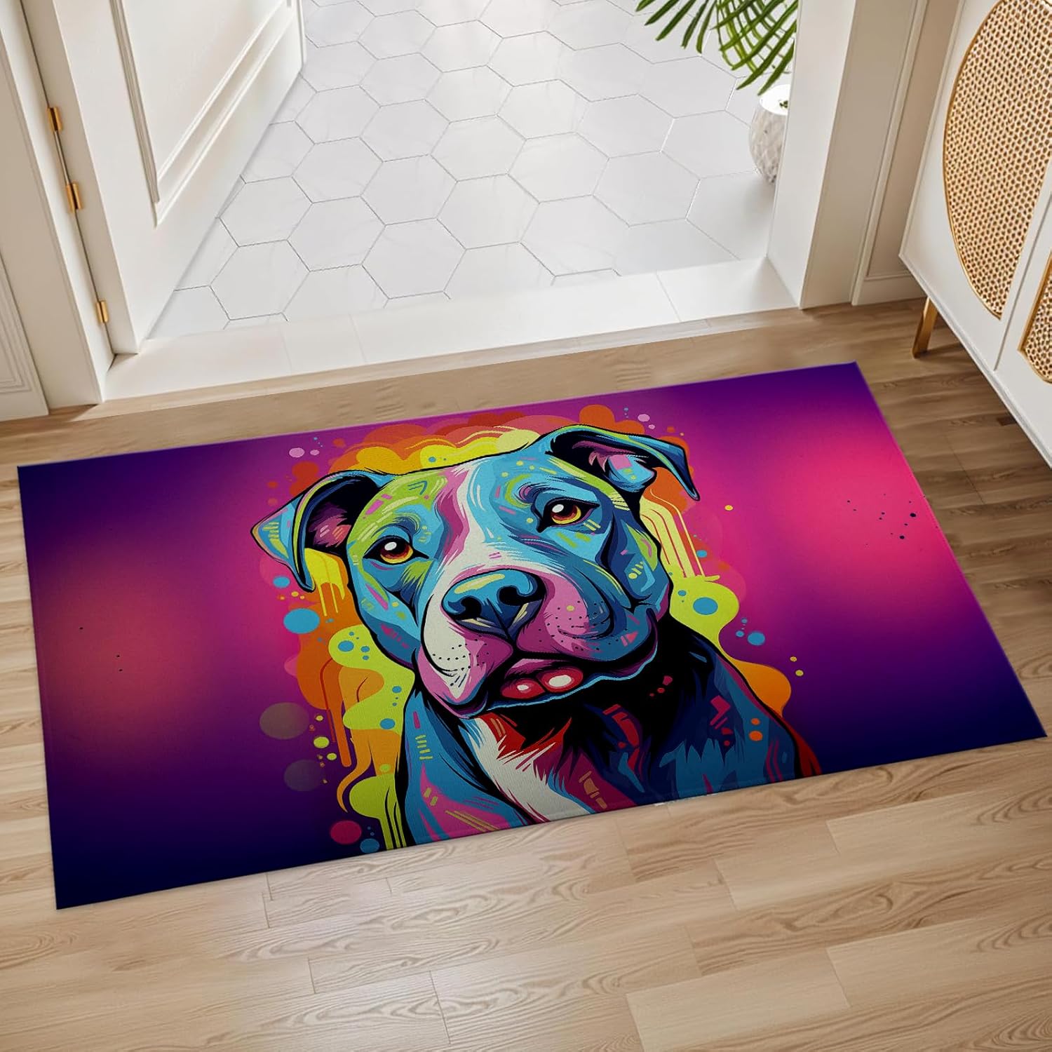 Amazon.com: Plistiz Pit Bull Pop Art Indoor Door Mat, 17x29.5 Inch ...