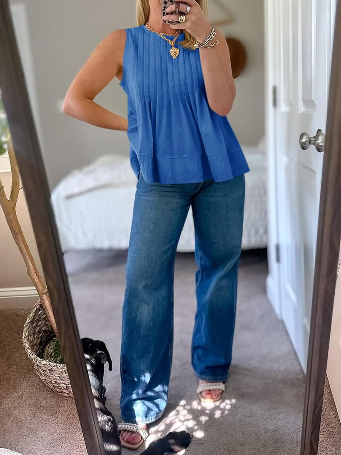 Cicy Bell Pleated Peplum Tank Tops for Women Summer Casual Sleeveless Womens Babydoll Blouse Flowy Cotton Shirt - Image 6