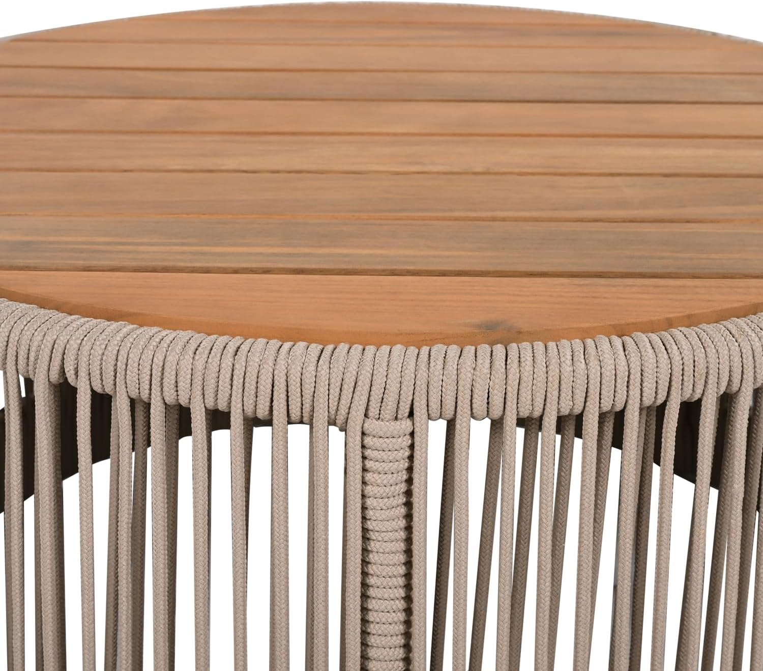 Outdoor Rattan & Acacia Wood Coffee Table - Weather Resistant for Patio, Balcony, Garden