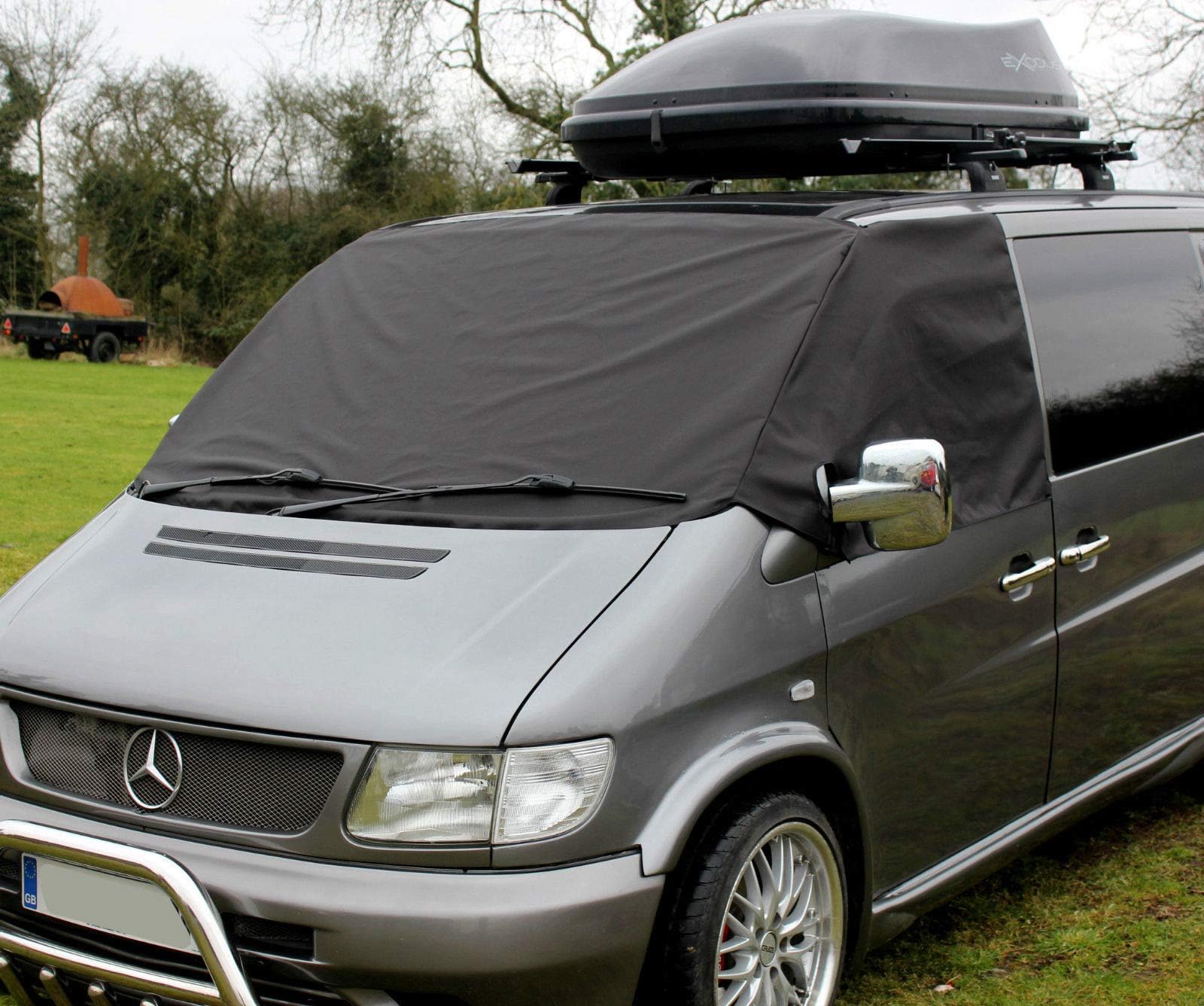 Fuel LagoonVito W 368 Front Window Screen Cover Black Out Blind Frost (Deluxe Screen Cover)