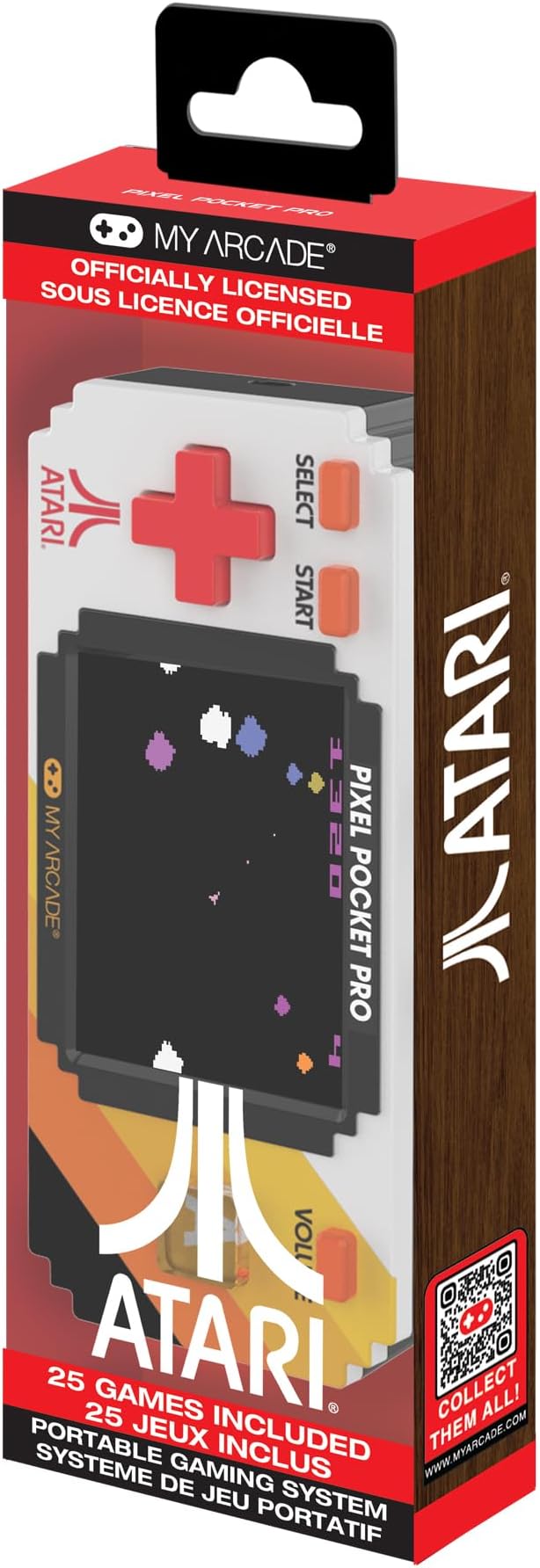 My Arcade Atari Pixel Pocket Pro: Preloaded Handheld, 25 Atari 2600 Games, Keychain Arcades
