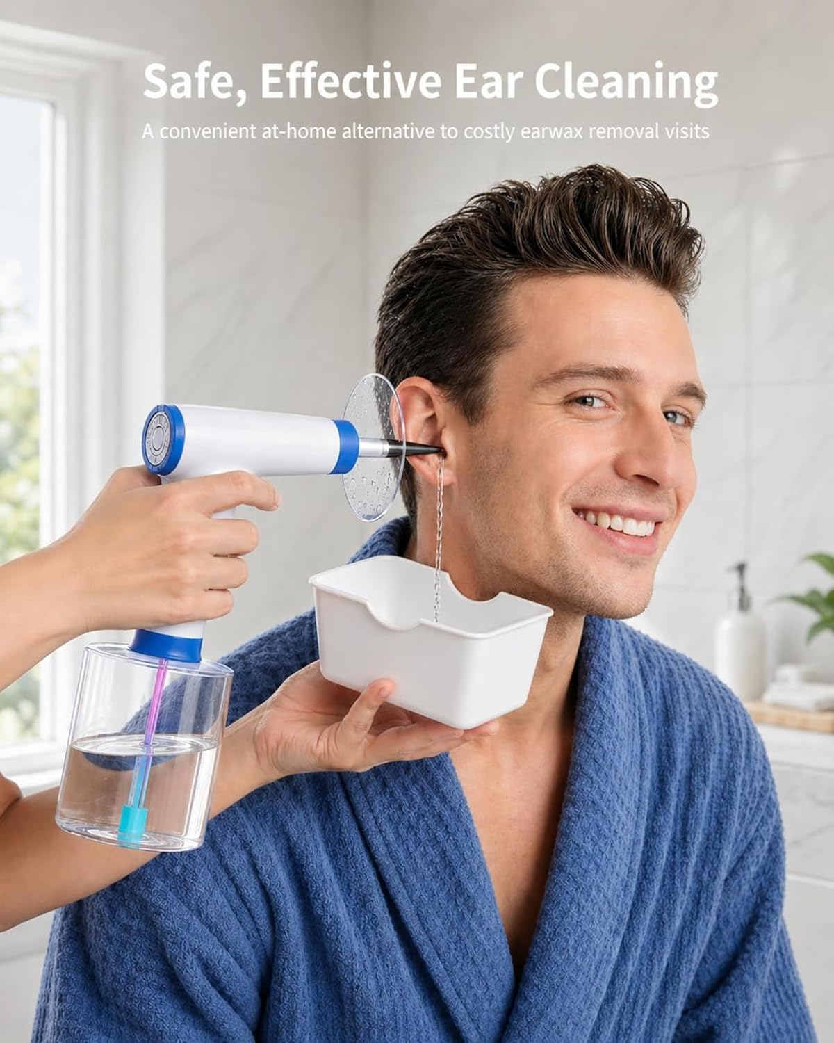 Ear Wax Removal, Electric Ear Wax Removal Kit with Digital Temperature Display, Ear Cleaner with 4 Pressure Modes, with 12 TipsSet and Towel, Earwax Removal Kit of Adults Kids, Ncludes Basin
