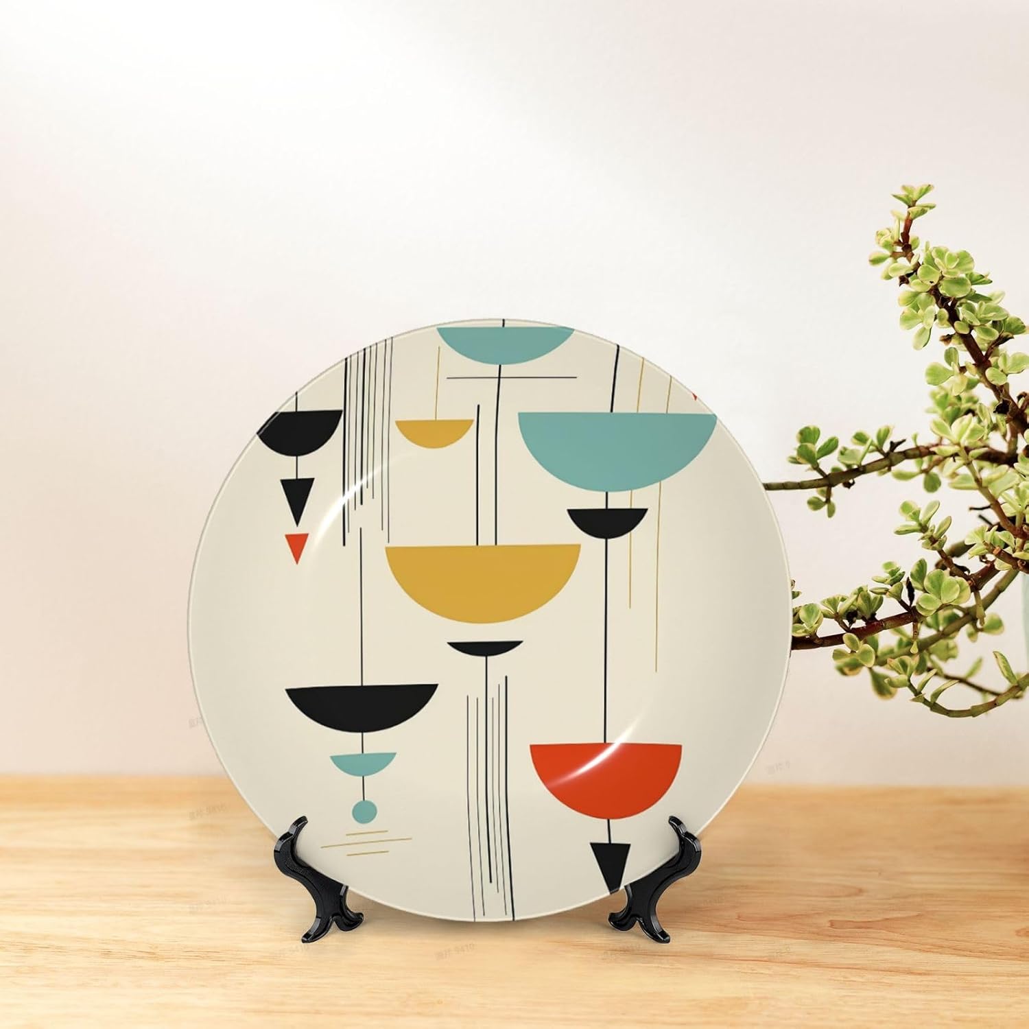 Decorative Plate Art Crafts Bone China Decorative Plate with Display Rack Souvenir Wall Decor Ceramic Ornaments Dinner Plates Ceramic Decoratives Plates for Home Office 10in