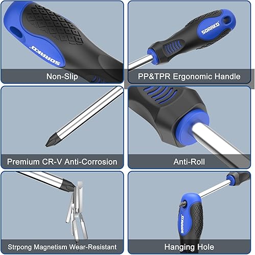 Miniatura 4 de SORAKO - Juego de 40 piezas de destornilladores, juego de destornilladores magnéticos multiusos con estuche, juego de destornilladores magnéticos