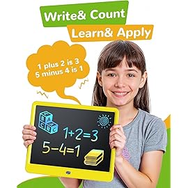 TEKFUN LCD Writing Tablet, 16inch Colorful Drawing Tablet Writing Pad, Kids Travel Essentials, Kids Toys for 3 4 5 6 7 8 Year Old Girls Boys (Yellow)