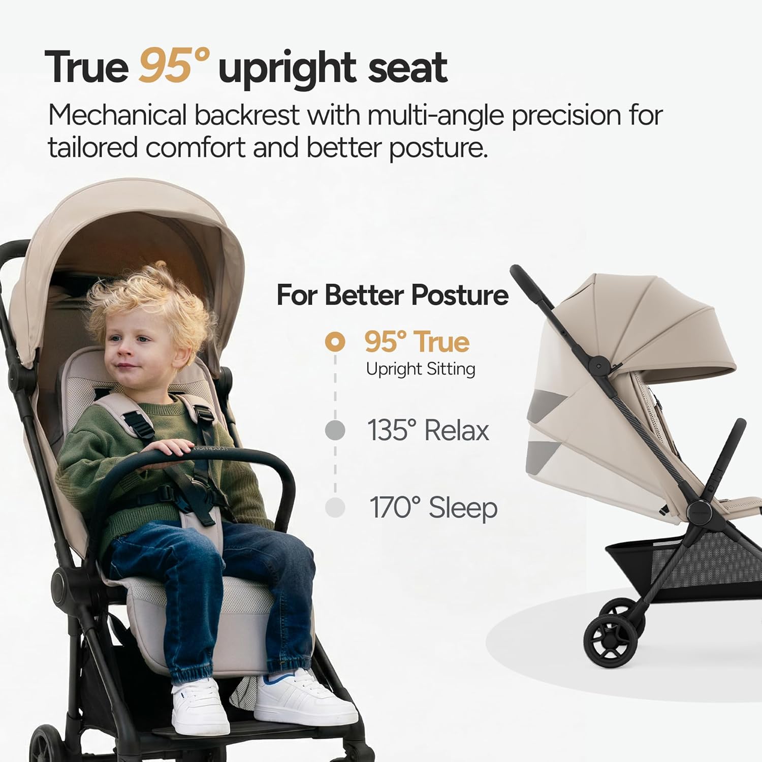 Mompush Nexis Carbon Travel Stroller, Ultra-Lightweight 11.5 lbs, Compact & Airplane Carry-On Approved, One-Second Auto-Fold, One-Hand Full Recline, from Birth to 50 lbs, JPMA Certified, Forest