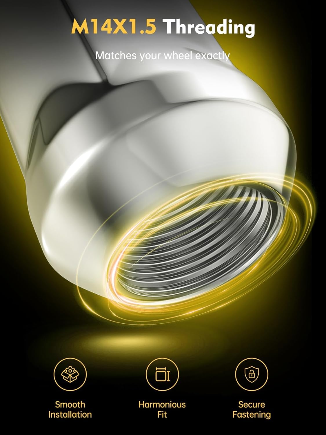 MIKKUPPA M14x1.5 Lug Nuts - Replacement for Chevy Silverado 1500 Traverse Colorado Tahoe, GMC Sierra Savana Aftermarket Wheel, Chrome 24pcs Wide 23mm Closed End Bulge Acorn One-Piece Tire Lug Nut