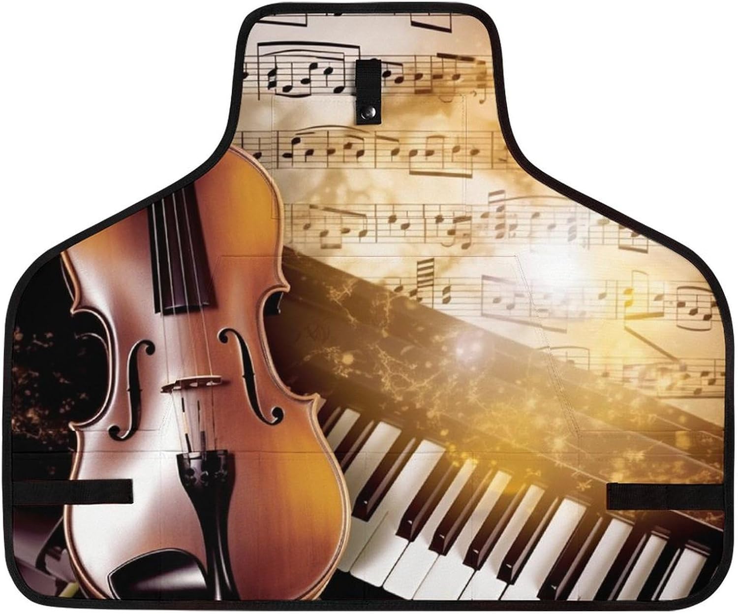 Delantal de trabajo ajustable con diseño de notas musicales miniatura 1