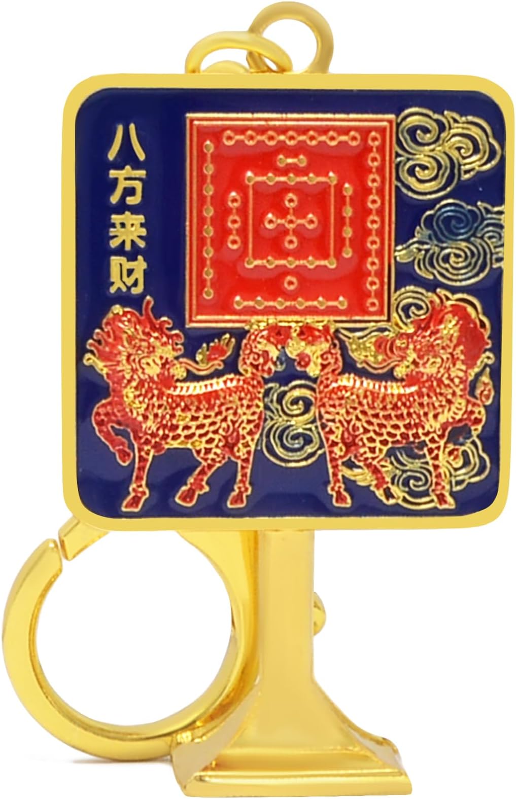 Feng Shui Keychain Ho Tu Enhancing Mirror Keyring Harmony Wealth Prosperity Success Amulet New Year Gift W5524