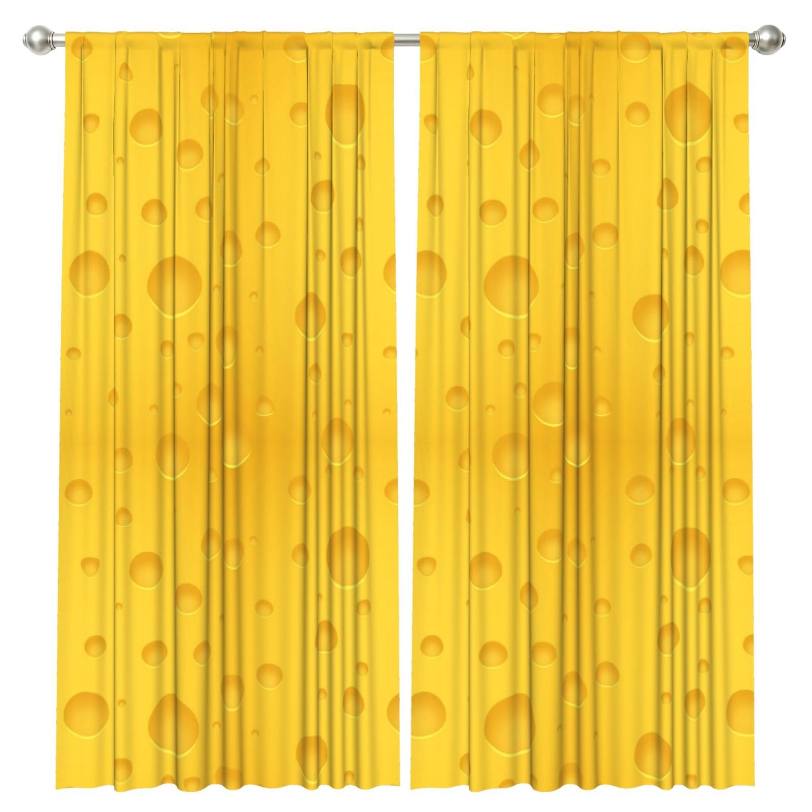 InOmak Yellow Cheese, 2 Panels Window Curtains 52 x 84 Inch Blackout Curtains for Living Room Bedroom