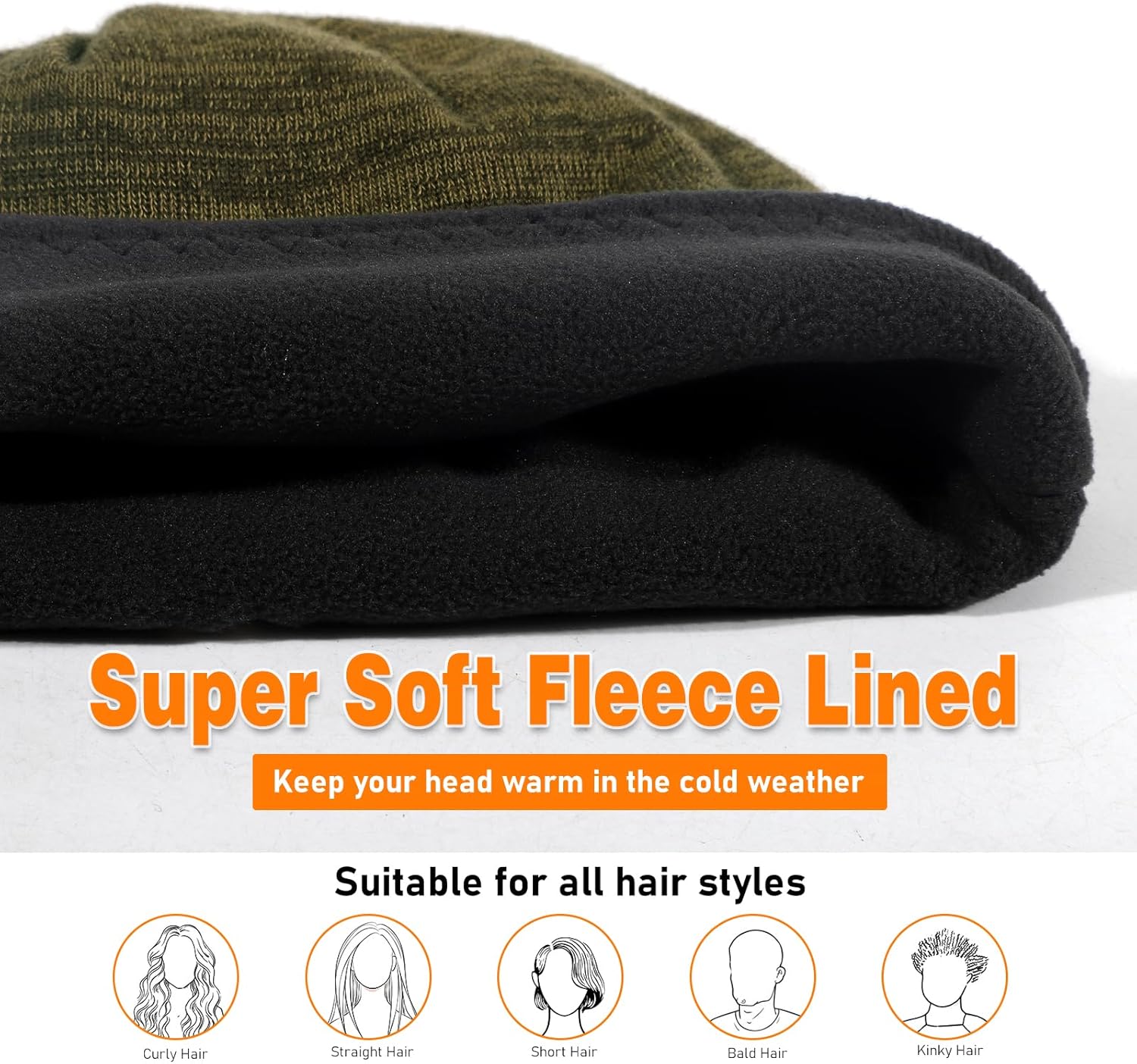 Lvaiz Winter Fleece Lined Knitted Beanie Hats for Men Reversible Windproof Watch Hat Warm Skull Cap for Women - Image 8