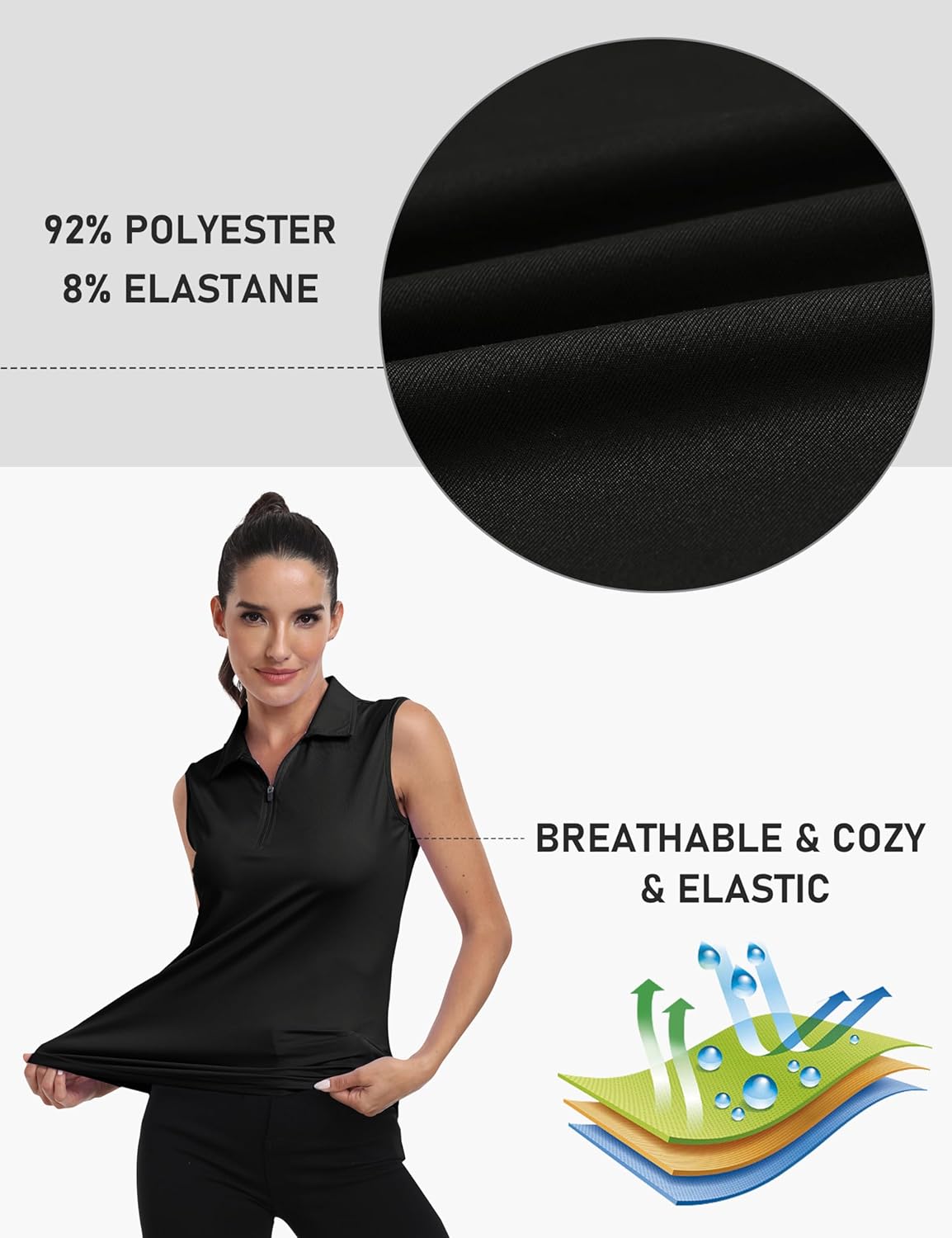 MoFiz Women's Sleeveless Golf Polo Shirts 1/4 Zip Floral Tennis Workout Golf Tank Top - Image 5