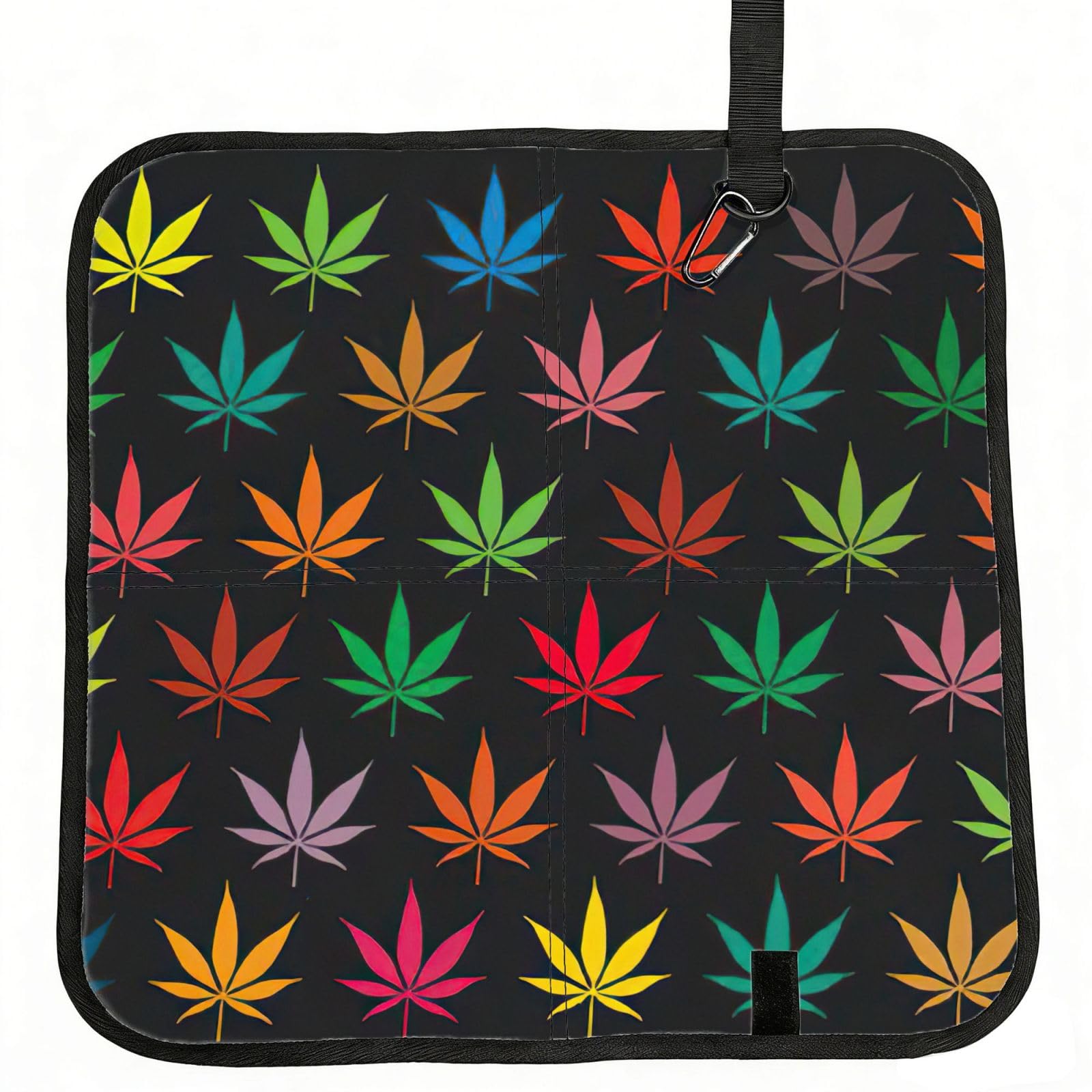 NImongt Colorful Cannabis Leaves Print Portable Chair Pad Foldable Seat Cushion Outdoor Seating Office Picnic Camping