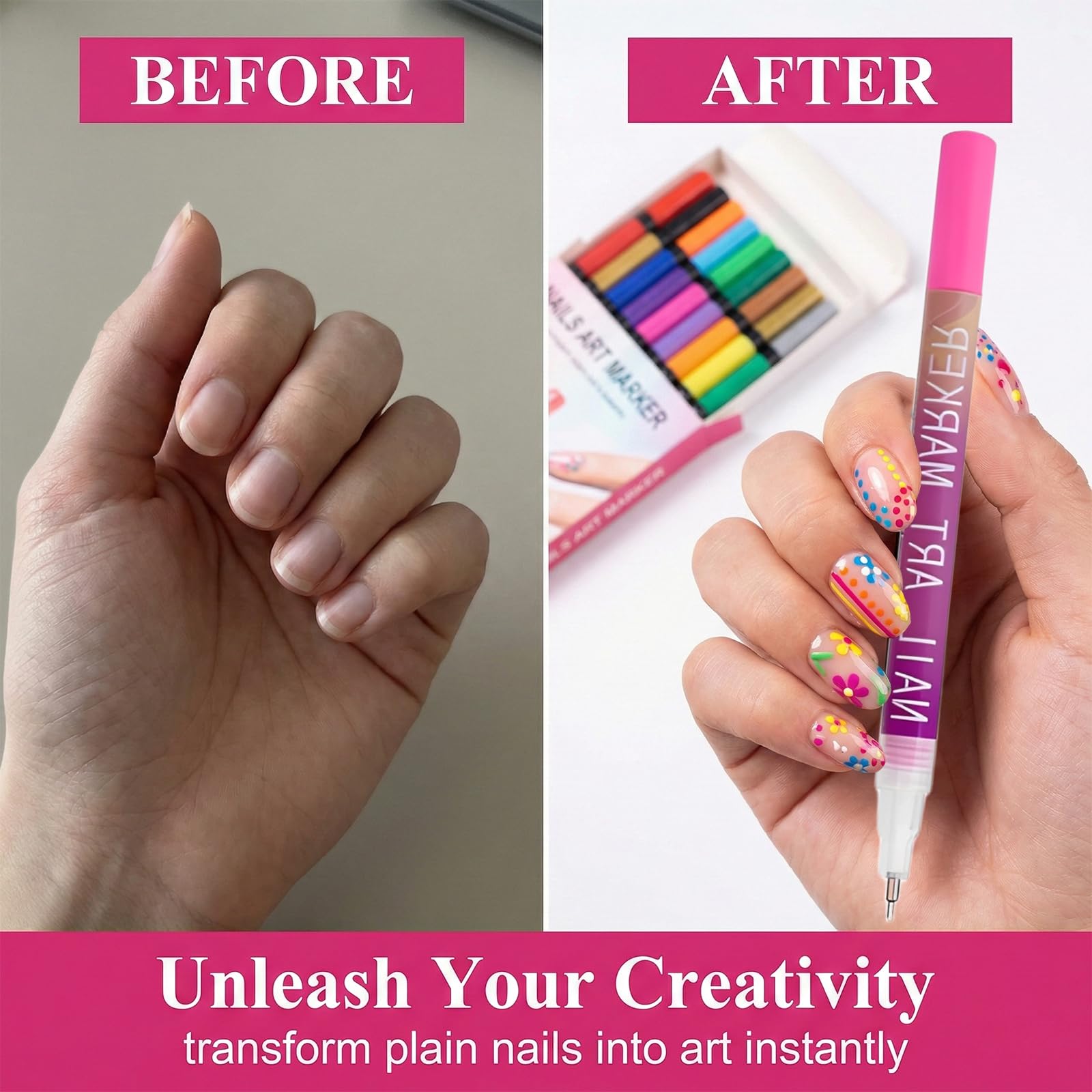 Set da 12 Penne per Nail Art 3D con Pennelli per Disegno e Dotting, Kit Completo per Decorazione Unghie Fai da Te, Ideale per Adulti e Bambini