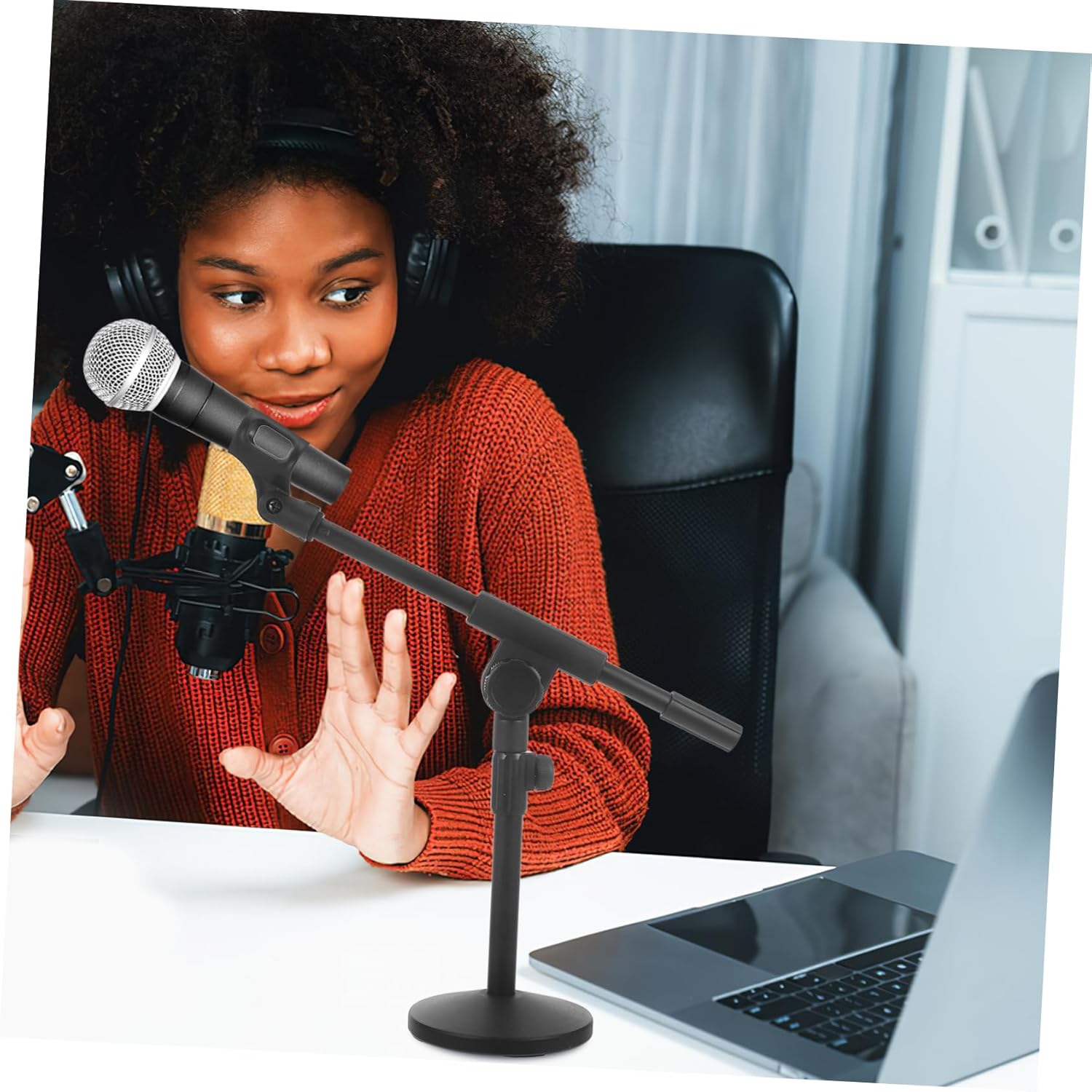Professional Microphone Stand Boom Arm Height Adjustable for Desk Recording