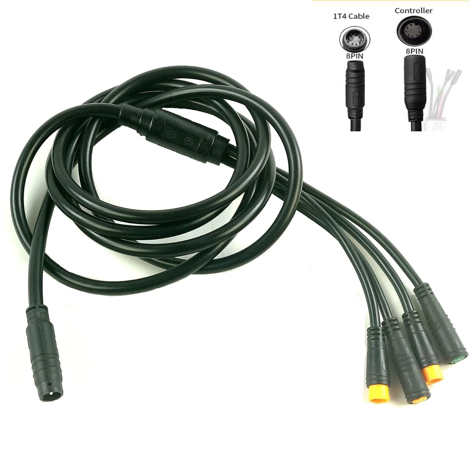 E-Bike Extension Cable,Waterproof Extension Cable Conversion Line for Throttle Brake Sensor Display Controller E-Bike Cable Accessories (1 to 4)