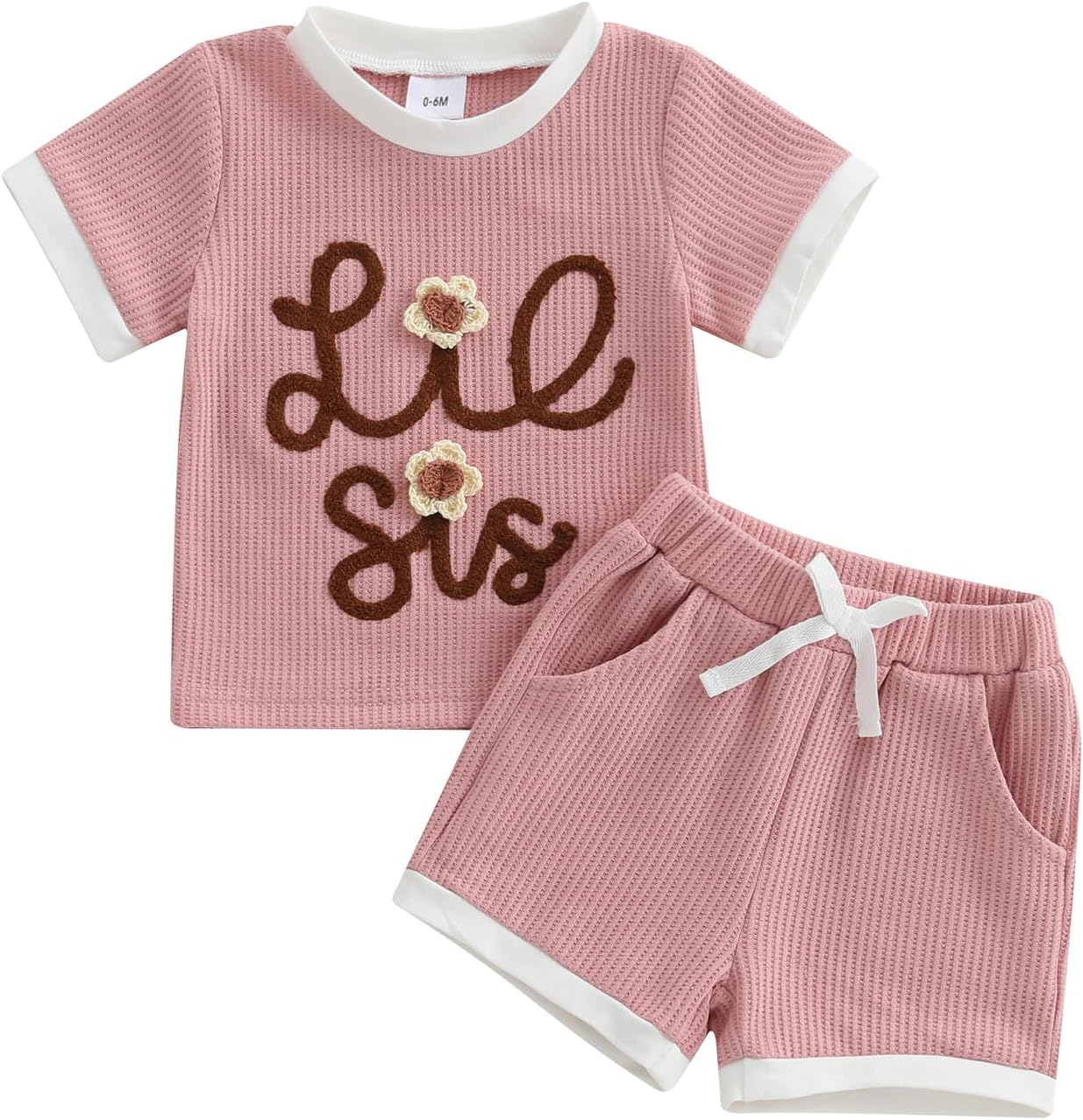 Baby Girl Sister Matching Outfit Embroidery Lil/Big Sis Short Sleeve T-shirt Tops Shorts Infant Girls Summer Clothes