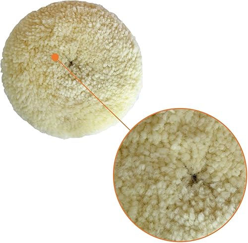 Miniatura 4 de Kit de almohadillas de pulido de lana de 7 pulgadas, 3 piezas, 100% lana natural para automóvil, gancho y bucle para corte y pulido compuesto para