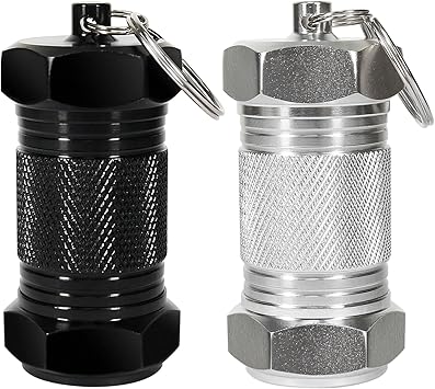 Shintop 2PCS High Capacity Aluminum Container Keychain Waterproof Pill Container