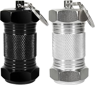 Shintop 2PCS High Capacity Aluminum Container Keychain Waterproof Pill Container