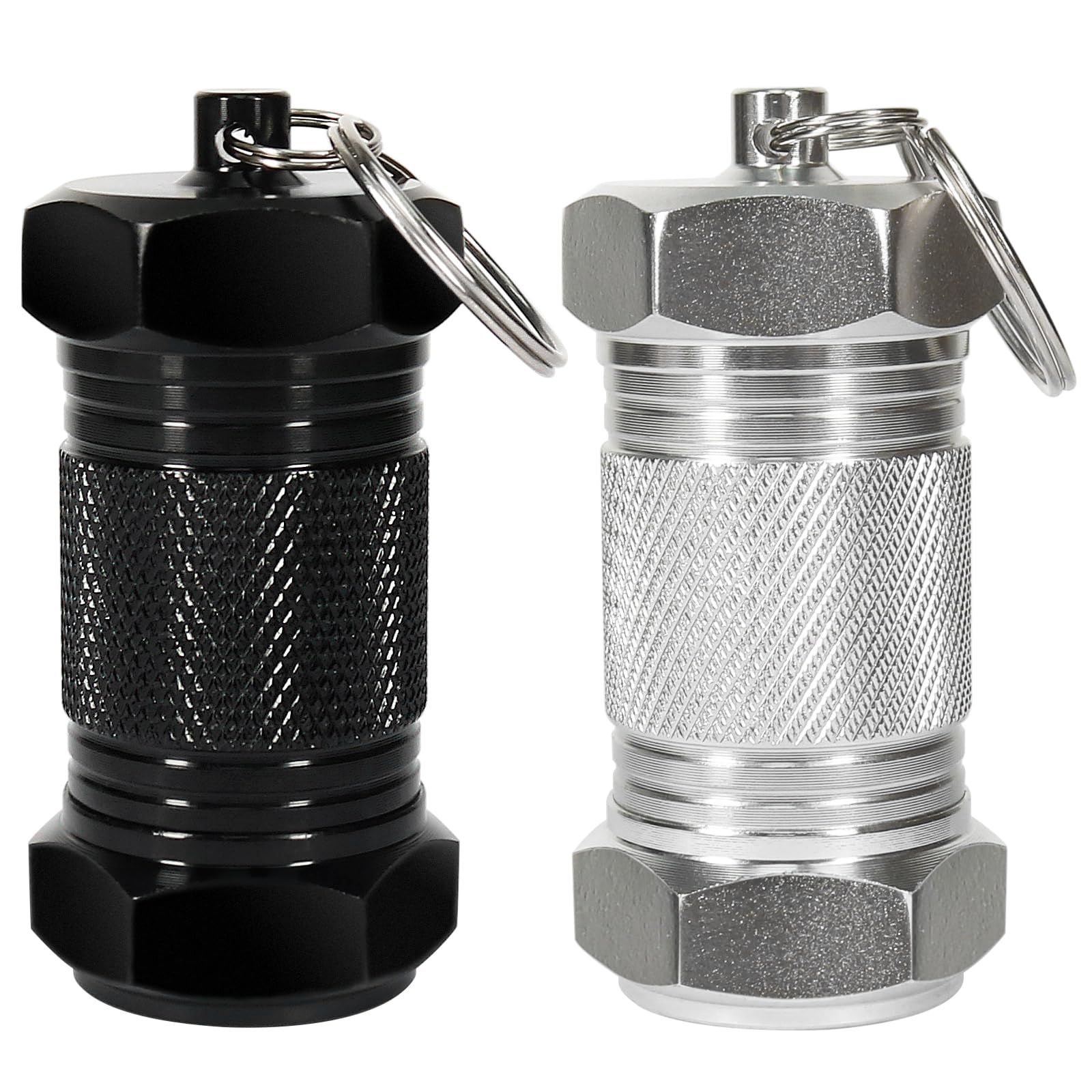 Shintop 2PCS High Capacity Aluminum Container Keychain Waterproof Pill Container