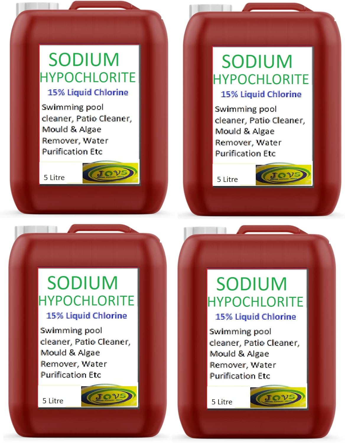 Sodium Hypochlorite 1415 4 x 5 Litre Patio Cleaner Swimming Pool 20L