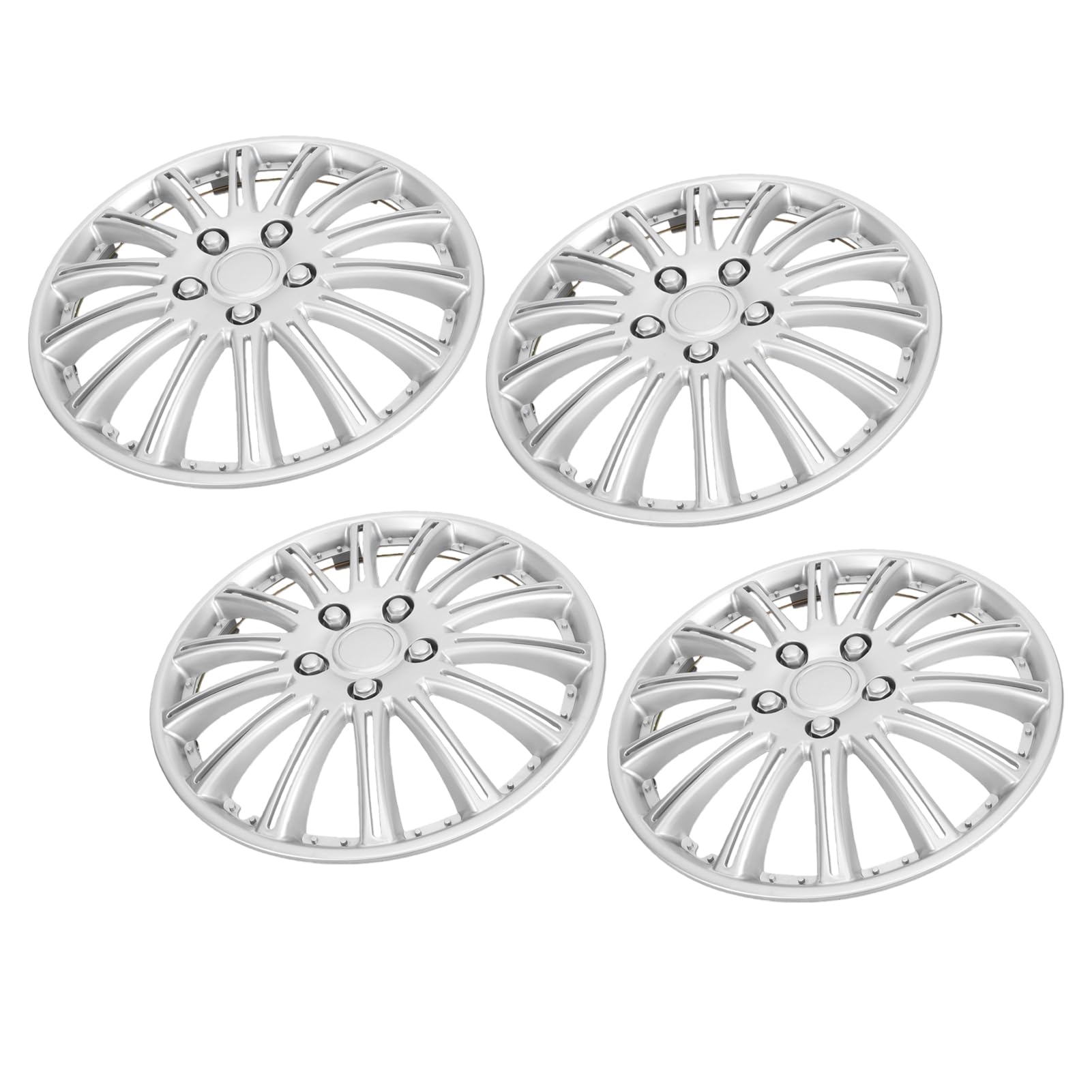 Set di Coprimozzi Universali Argento da 14 Pollici, Resistenti Copricerchi in ABS per Auto SUV, 4 Pezzi Facile Installazione
