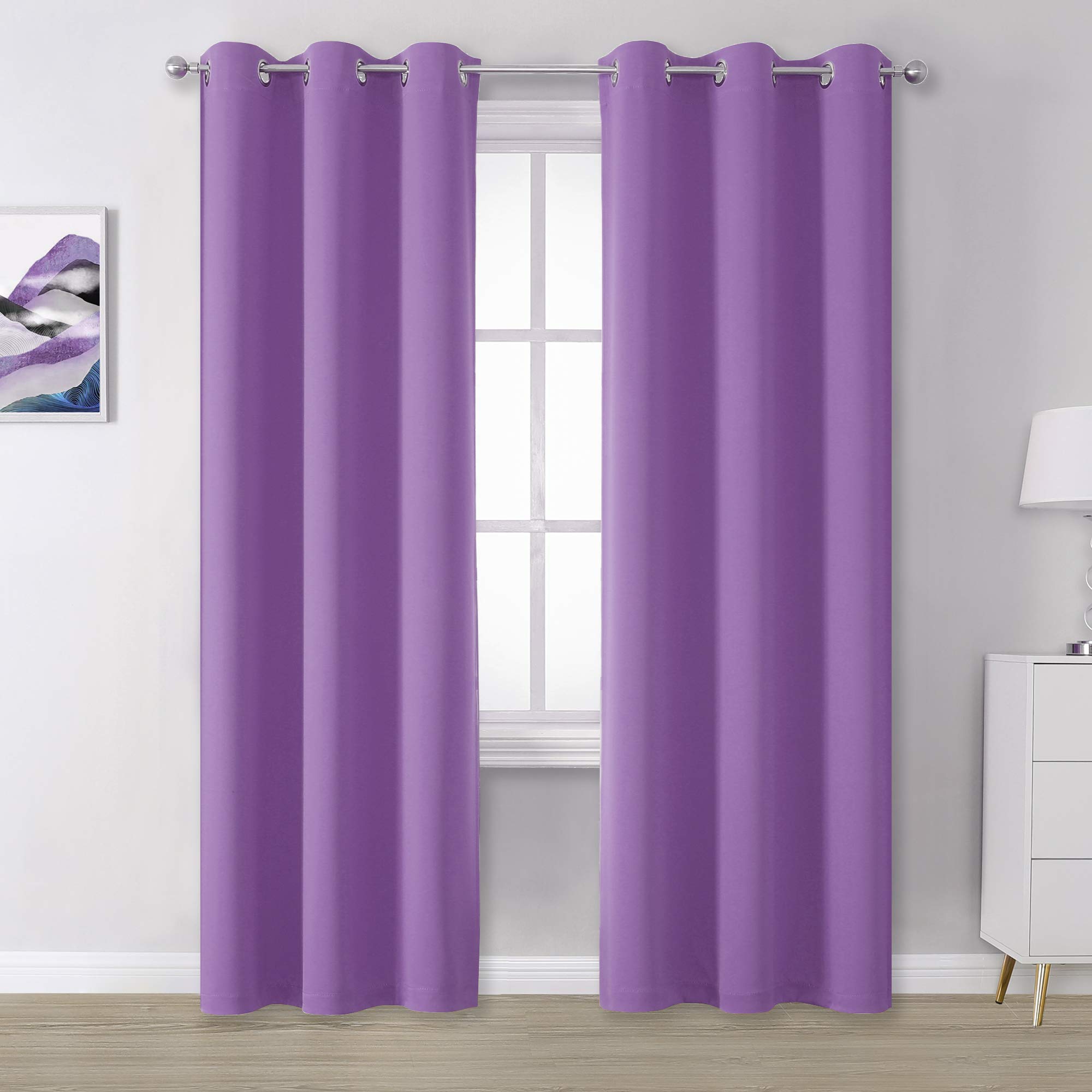 DUALIFE Amethyst Orchid Purple Blackout Curtain Panels/Drapes 