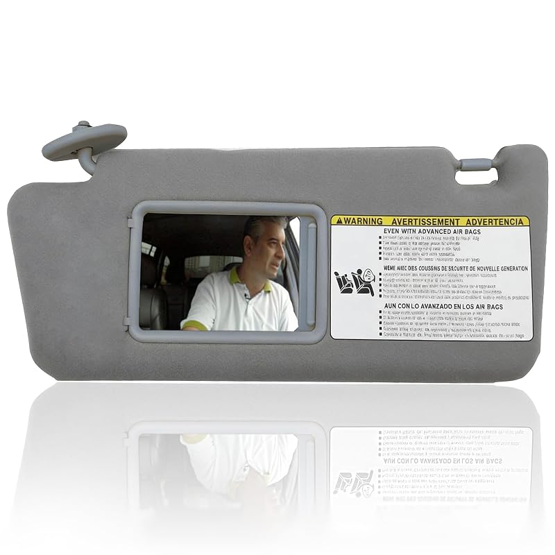 Para-sol esquerdo do motorista SAILEAD para Toyota Tacoma 2005–2012, sem iluminação, cinza, OE 74320-04181-B1