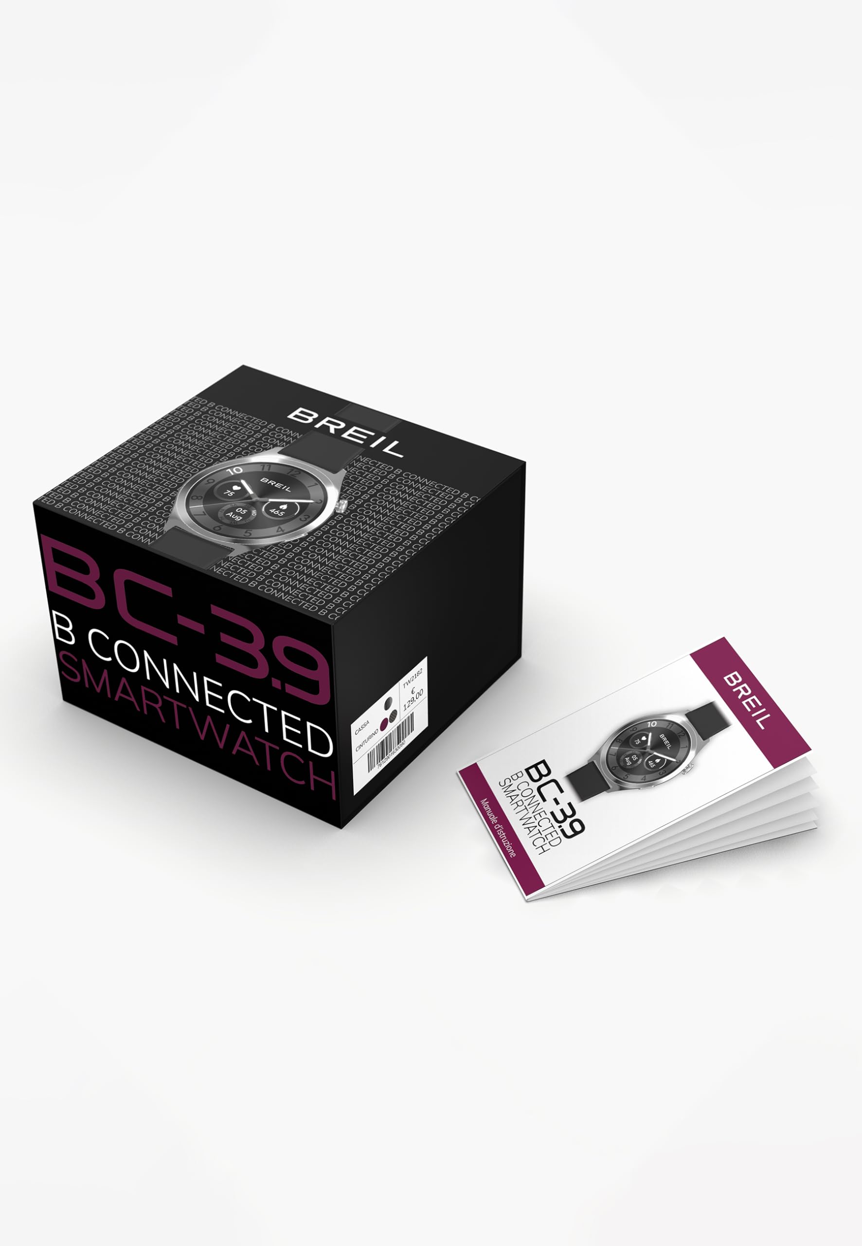 Breil, Collezione BC 3.9, Smartwatch Unisex con 2 Cinturini, in Silicone e in Acciaio Maglia Mesh, Resistente all'Acqua, Connettività Bluetooth, Ricarica Wireless, Cassa 39 mm in Lega di Zinco