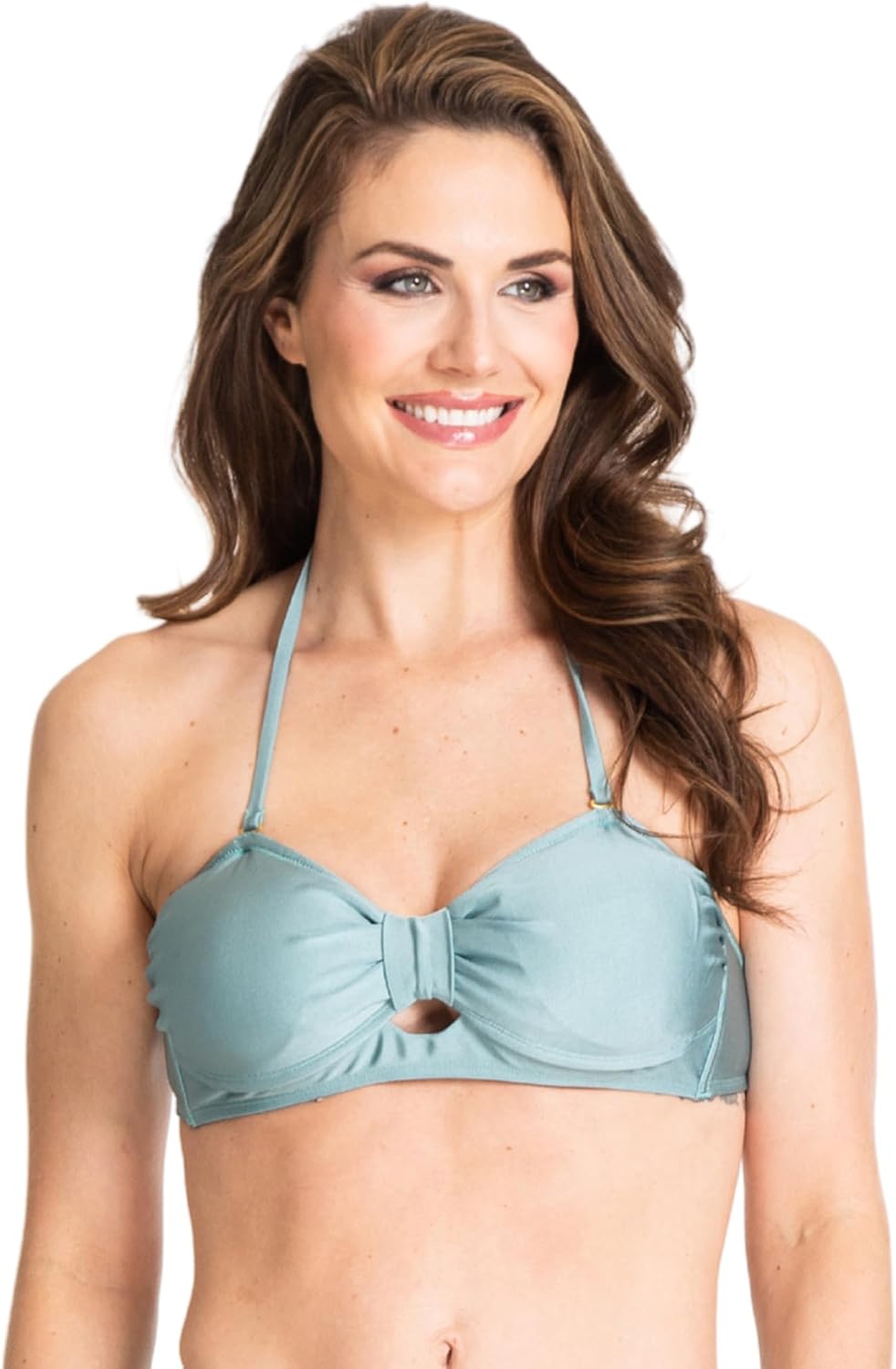 Nine West Women’s Bandeau Bikini Top and High-Waisted Swim Bottom Separates, Supportive Fit, Modern Sage